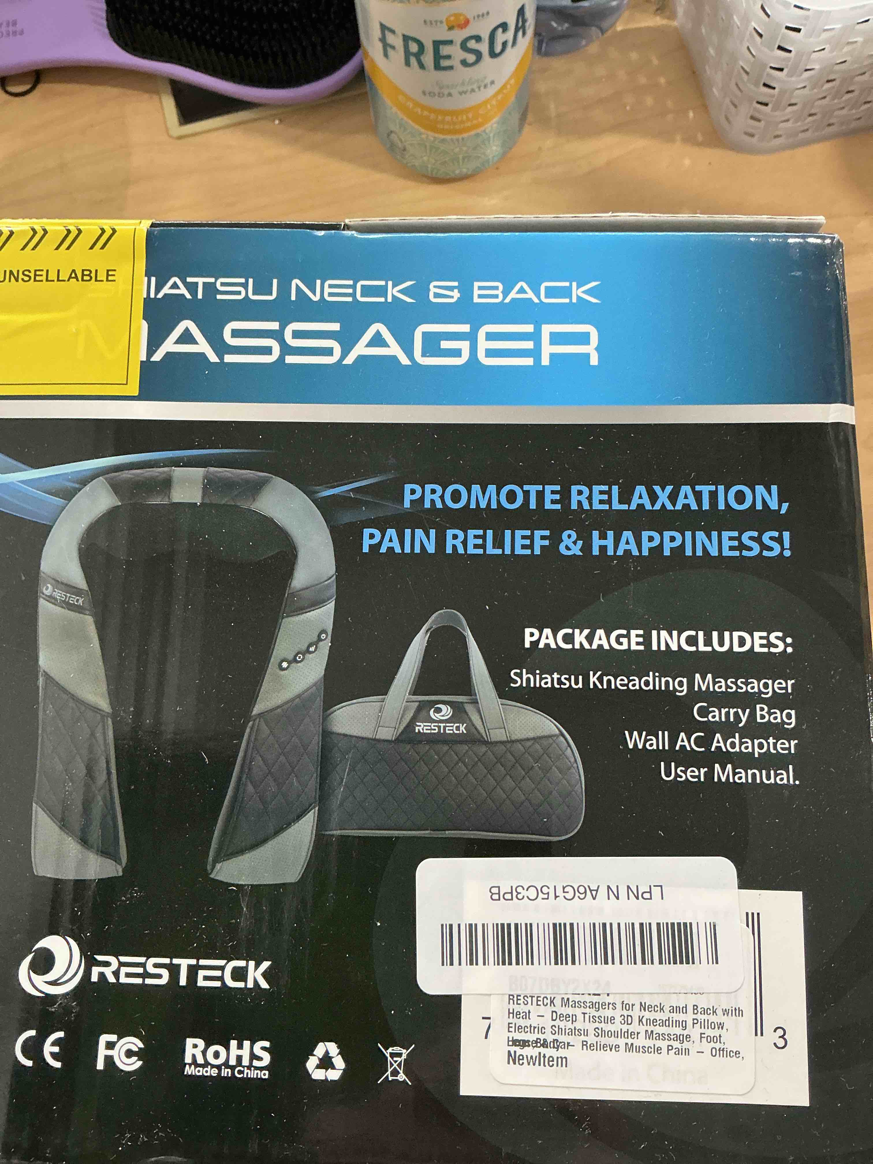Condition photo showing New/Like New for RESTECK Massagers for Neck and Back with Heat - Deep Tissue 3D Kneading Pillow, Electric Shiatsu Shoulder Massage, Foot, Legs,Body - Relieve Muscle Pain - Office, Home & Car Black/Grey