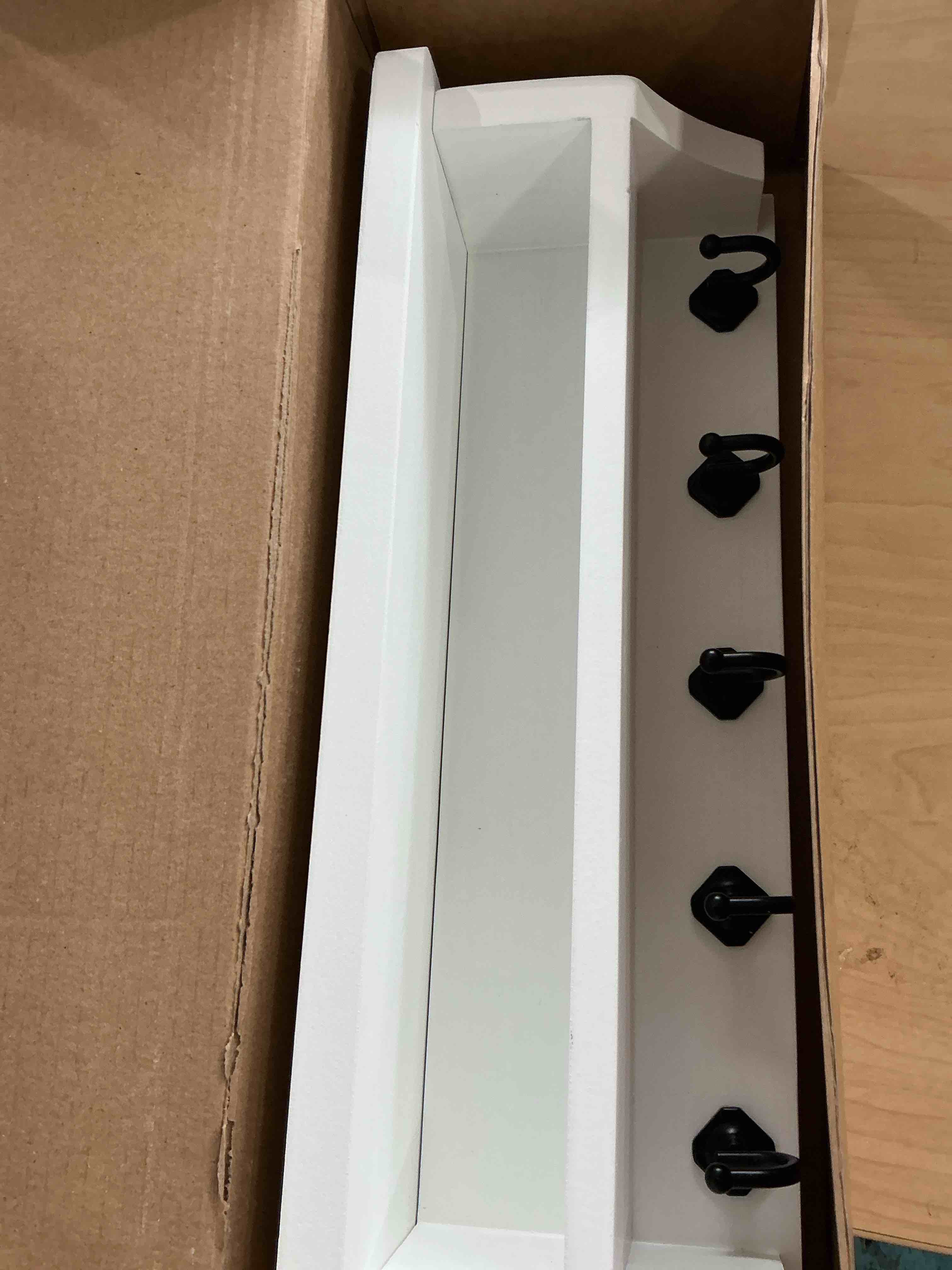 Condition photo showing Good Condition for Nekon Key Holder Wall Mount, Wall Organizer Shelf with 5 Key Hooks, Room Decor for Home and Apartment Essentials, White