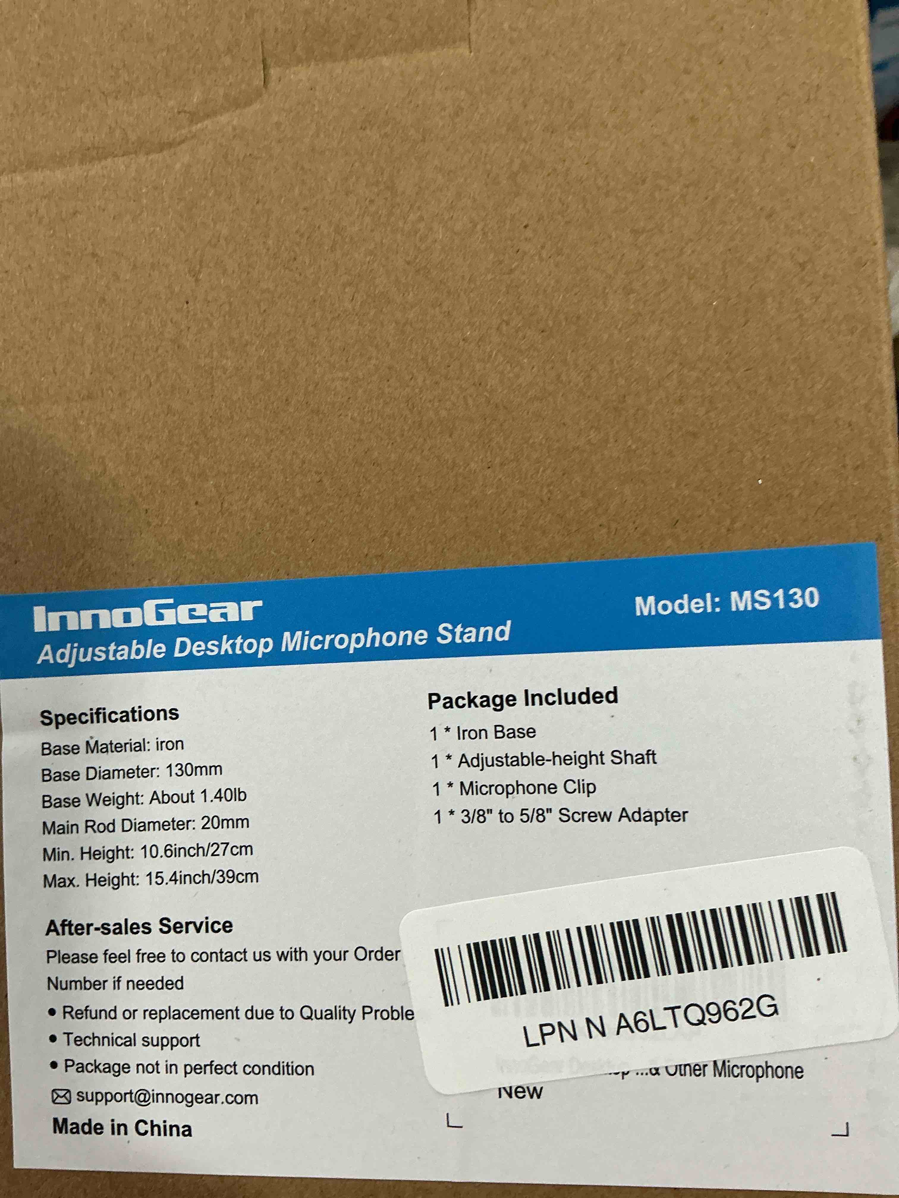 Condition photo showing New/Like New for InnoGear Desktop Microphone Stand, Upgraded Adjustable Table Mic Stand with Mic Clip and 5/8" Male to 3/8" Female Screw for Blue Yeti Snowball Spark & Other Microphone 1