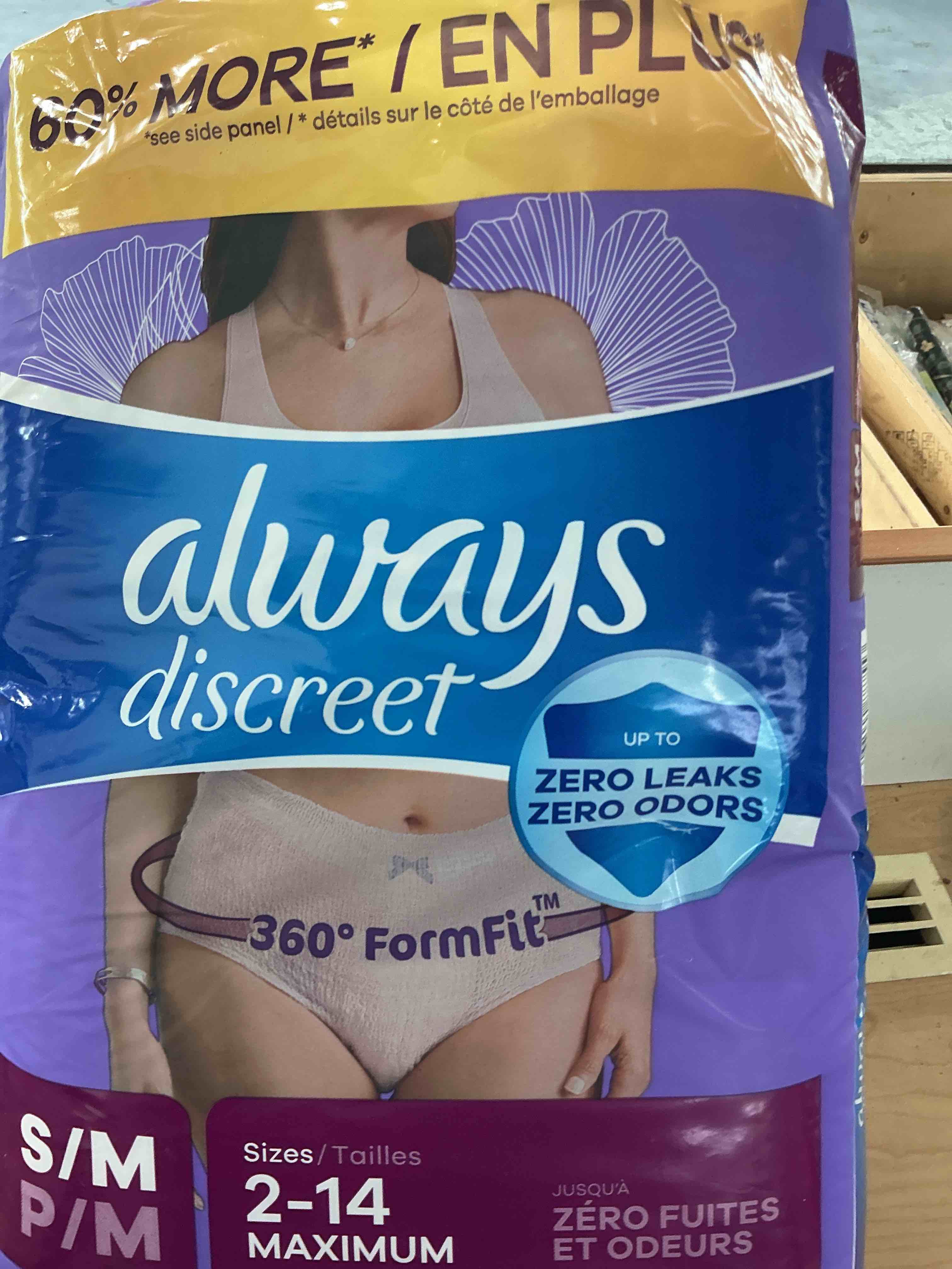 Condition photo showing Good Condition for Always Discreet, Incontinence Underwear, Maximum Absorbency, Small/Medium, 32 Count