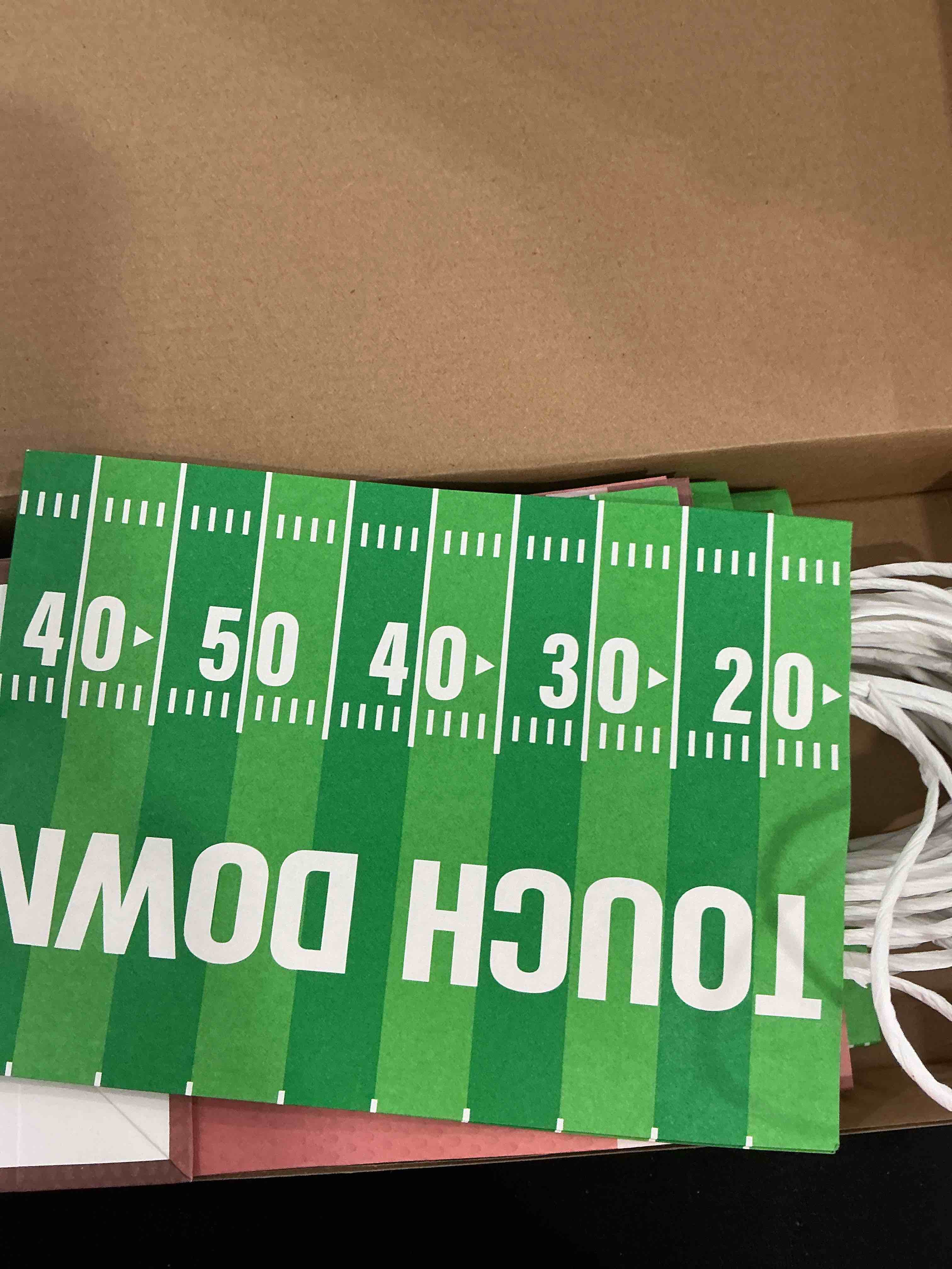 Condition photo showing New/Like New for Lesnala 16Pcs Football Bags Party Favors with Handles Paper Rugby Candy Handbag for Giving Out Birthday Present and Sports Game Theme Small Gifts Packaging 2 Types rugby-16