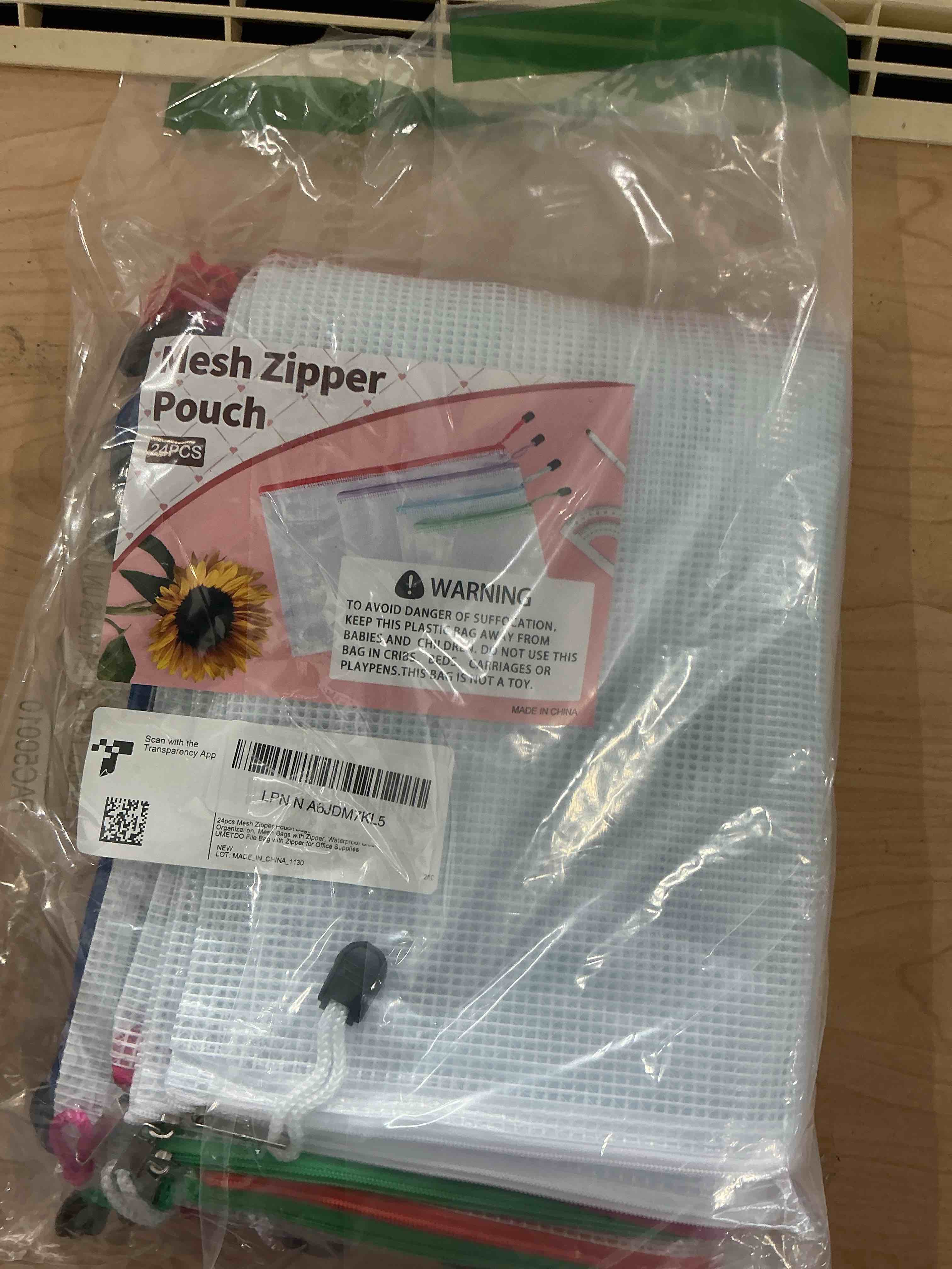 Condition photo showing Good Condition for  Mesh Zipper Pouch Bags - 8 Sizes Plastic Zipper Pouches for Organization, Mesh Bags with Zipper, Waterproof Clear Travel Pouches, UMETDO File Bag with Zipper for Office Supplies