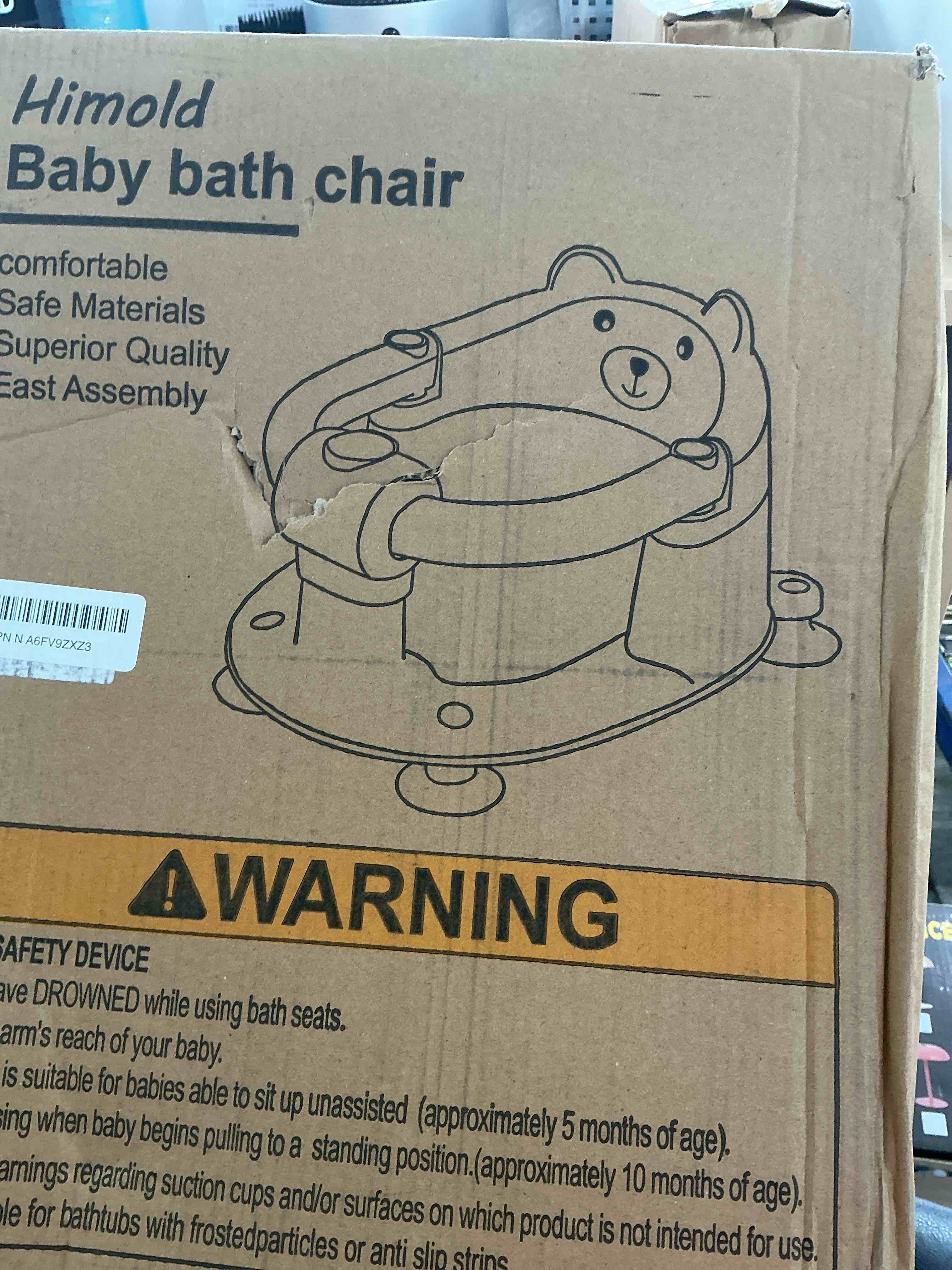 Condition photo showing New/Like New for Baby Bath Seat for Babies 6 Months & up, Non-Slip Toddler Bath Seats for Babies Sitting Up, Safe Infant & Newborn Bathtub Chair with 4 Suction Cups & Soft Cushion for Shower,Gray Baby Gray