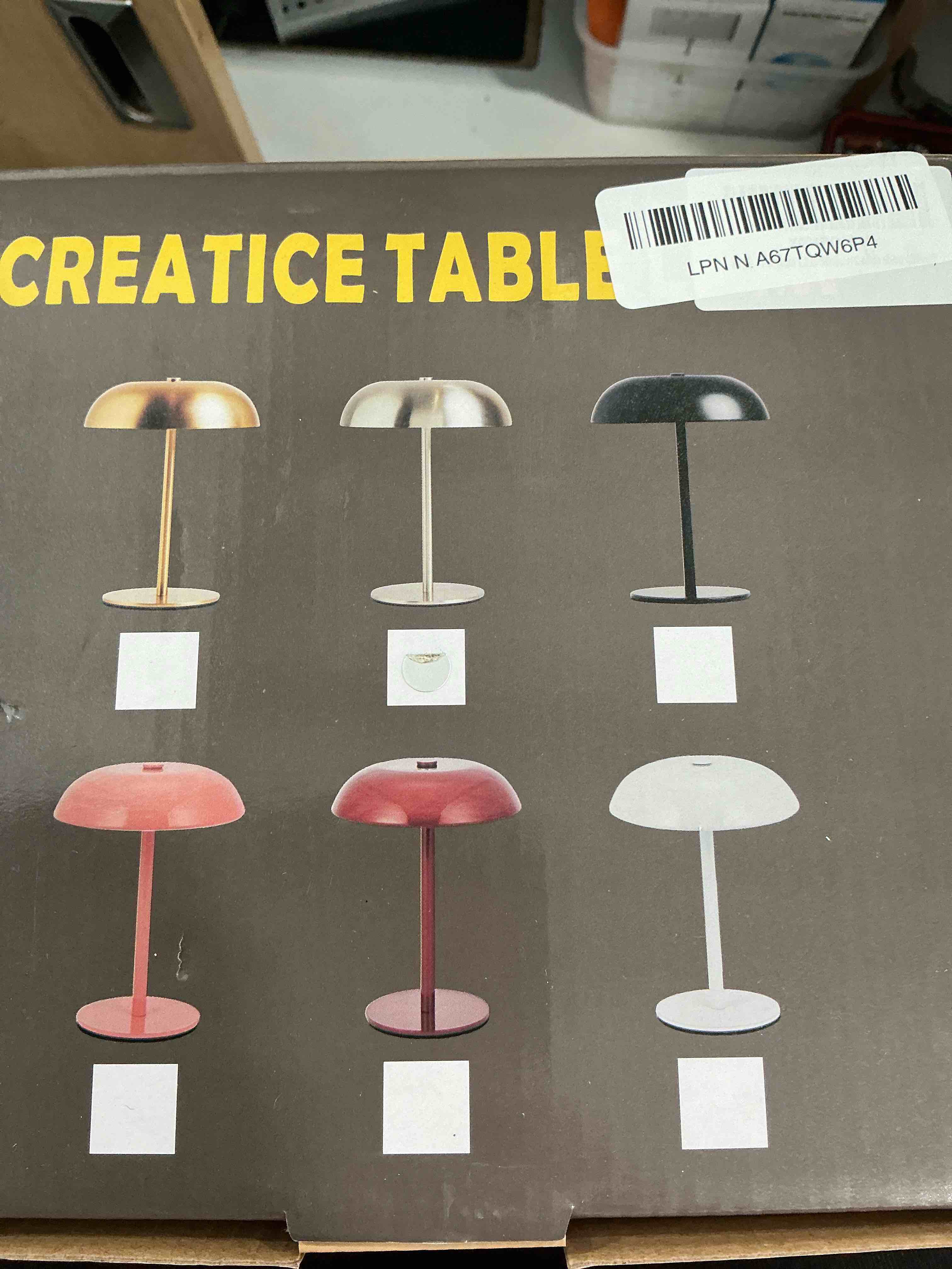 Condition photo showing New/Like New for Portable LED Mushroom Table Lamp, Cordless Desk Night Light with 5200mAh Rechargeable Battery, Stepless Dimming Small Lamp with 3 Colors and Brightness Control for Bedroom/Bar/Coffee shop (Silver)