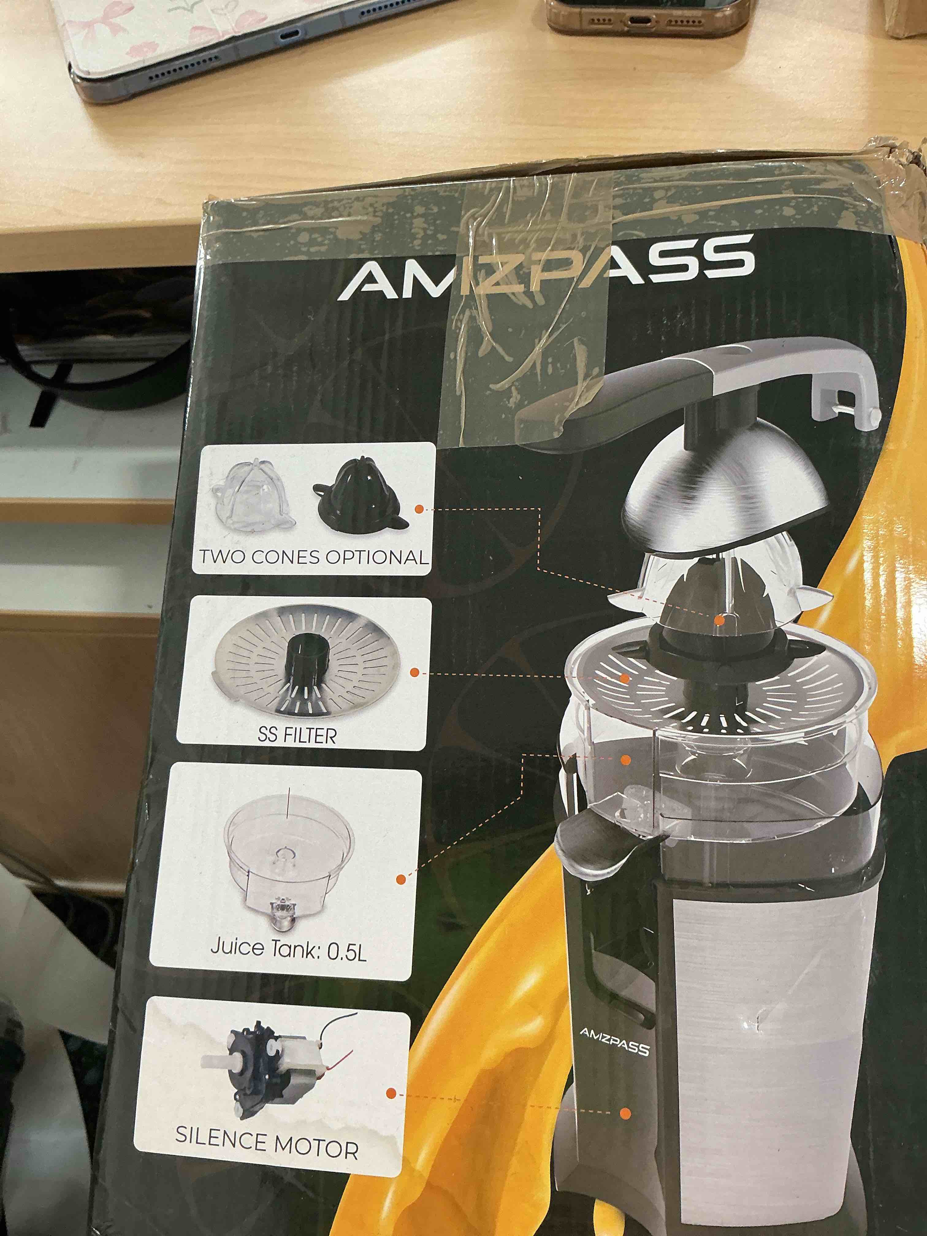 Condition photo showing Good Condition for Electric Orange Juicer, Citrus Juicer Squeezer with 2 Cones and Soft Grip Handle for Effortless Juicing, Stainless Steel Quiet Orange Juice Extractor Machines for Lime Grapefruit Lemon