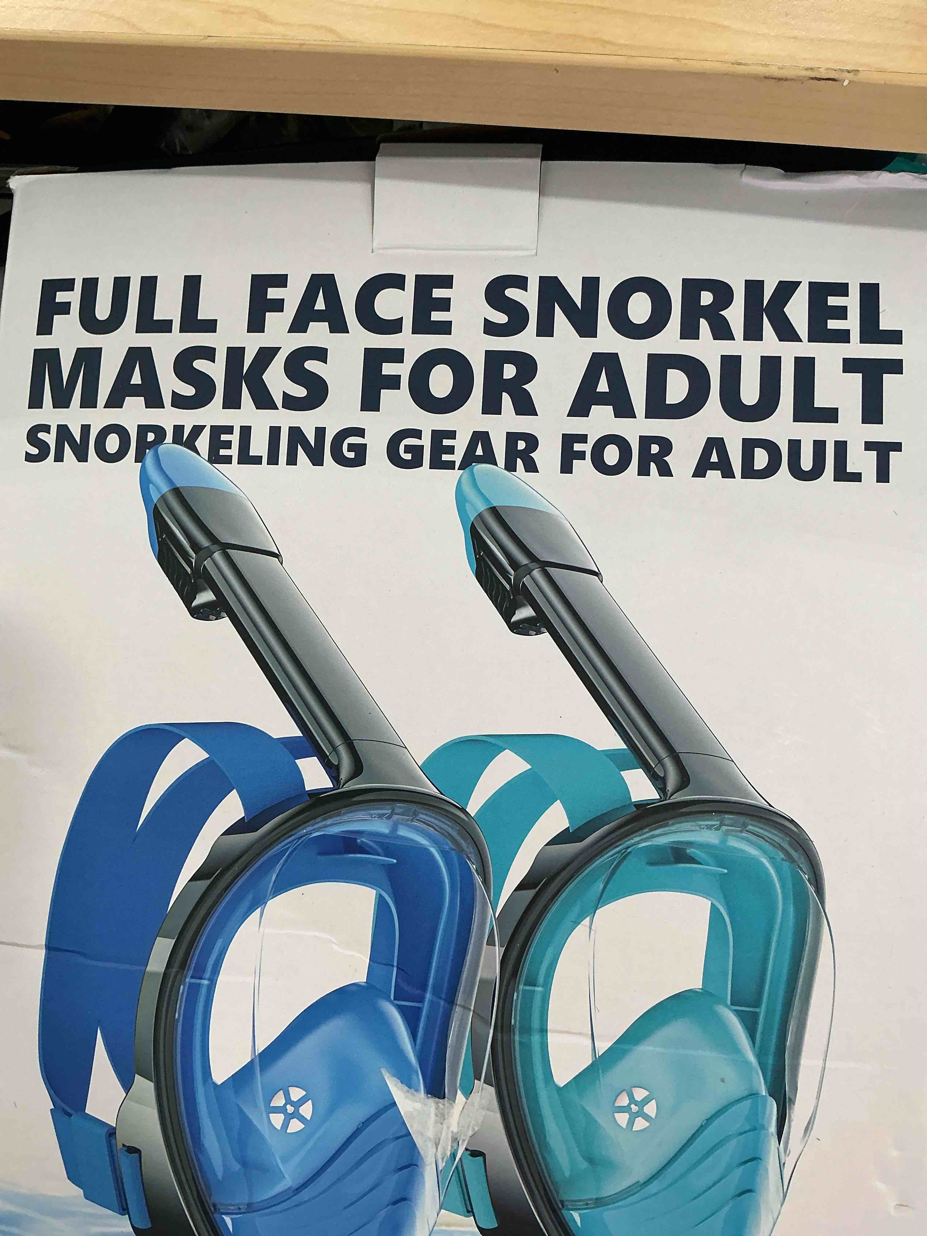 Condition photo showing New/Like New for QingSong Full Face Snorkel Mask for Adults, Snorkeling Gear with Camera Mount, 180 Degree Panoramic View Snorkel Set Anti-Fog Anti-Leak 2 Pack - Black+Black Green Large-X-Large