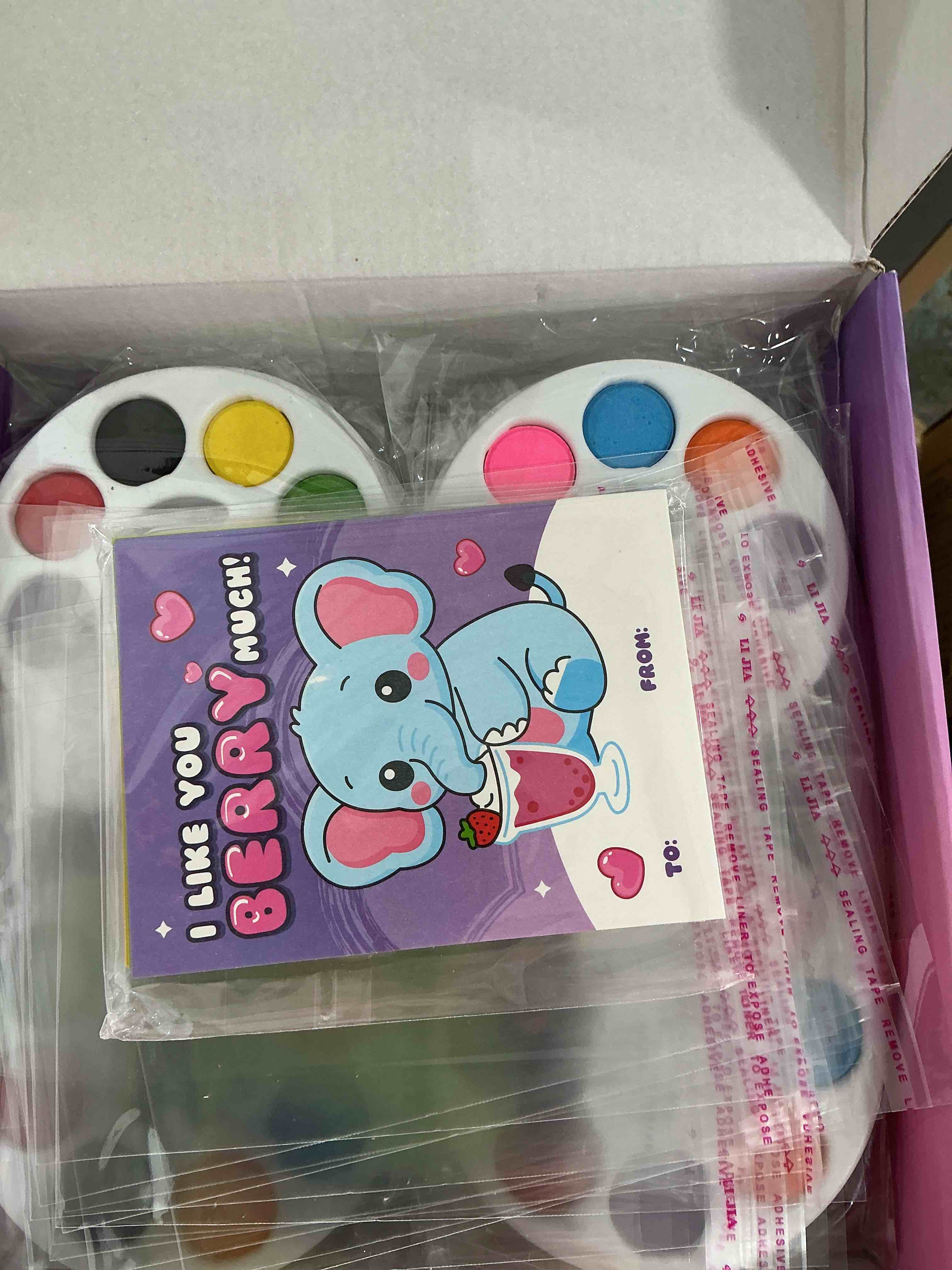 Condition photo showing New/Like New for Valentines Day Cards for Kids School, 24 Pack Watercolor Paint Sets with Greeting Cards, Valentines Day Gifts for Kids Classroom Prize Exchange Gifts, Valentine Party Favors for Boys Girls