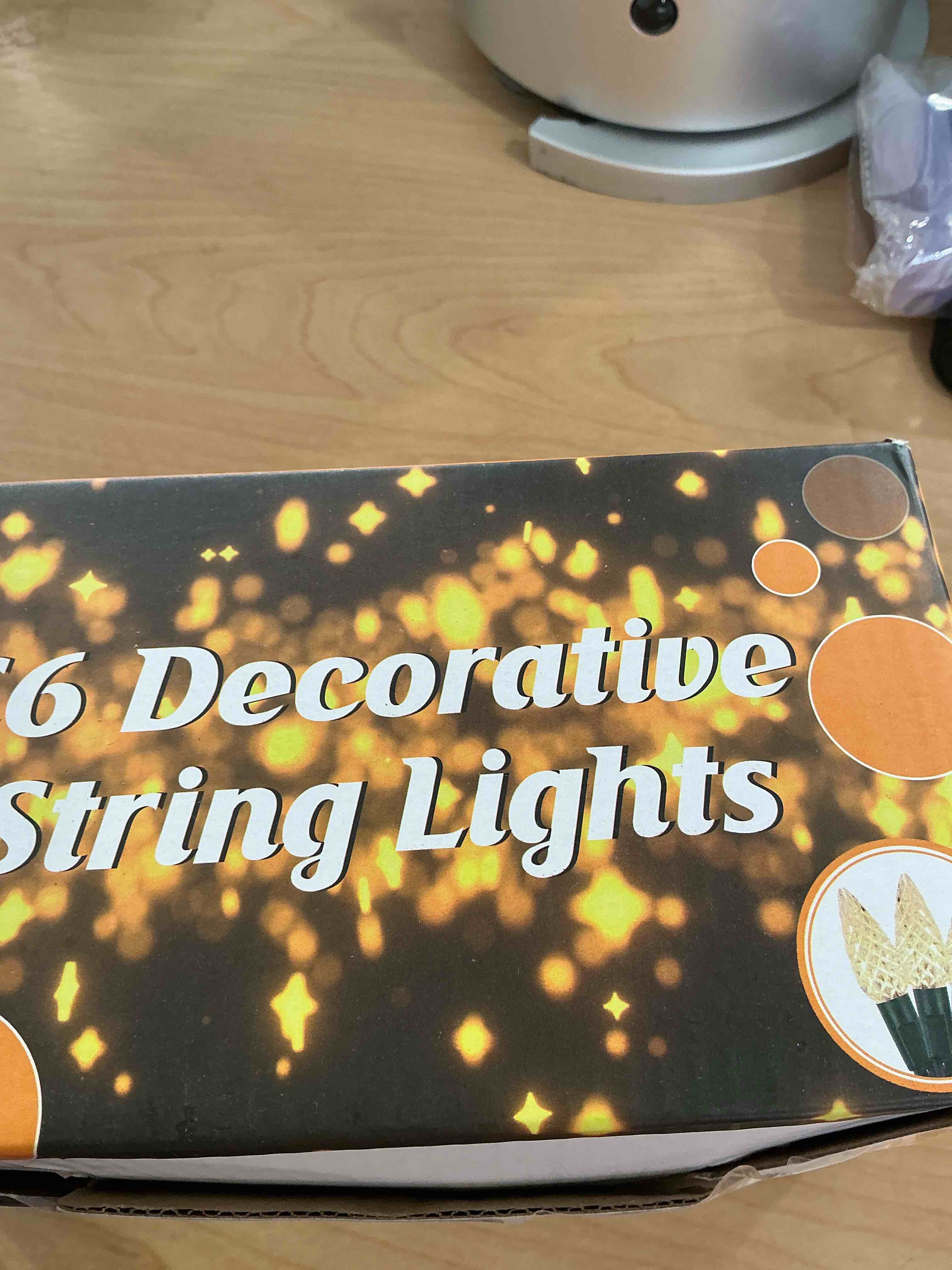 Condition photo showing New/Like New for WATERGLIDE C6 Christmas Lights, 33ft 100 LED Faceted String Lights Green Wire Fairy Lights with 29V Safe Adaptor, 8 Lighting Mode, Waterproof for Indoor Outdoor Patio Xmas Tree Party Decor, Warm White