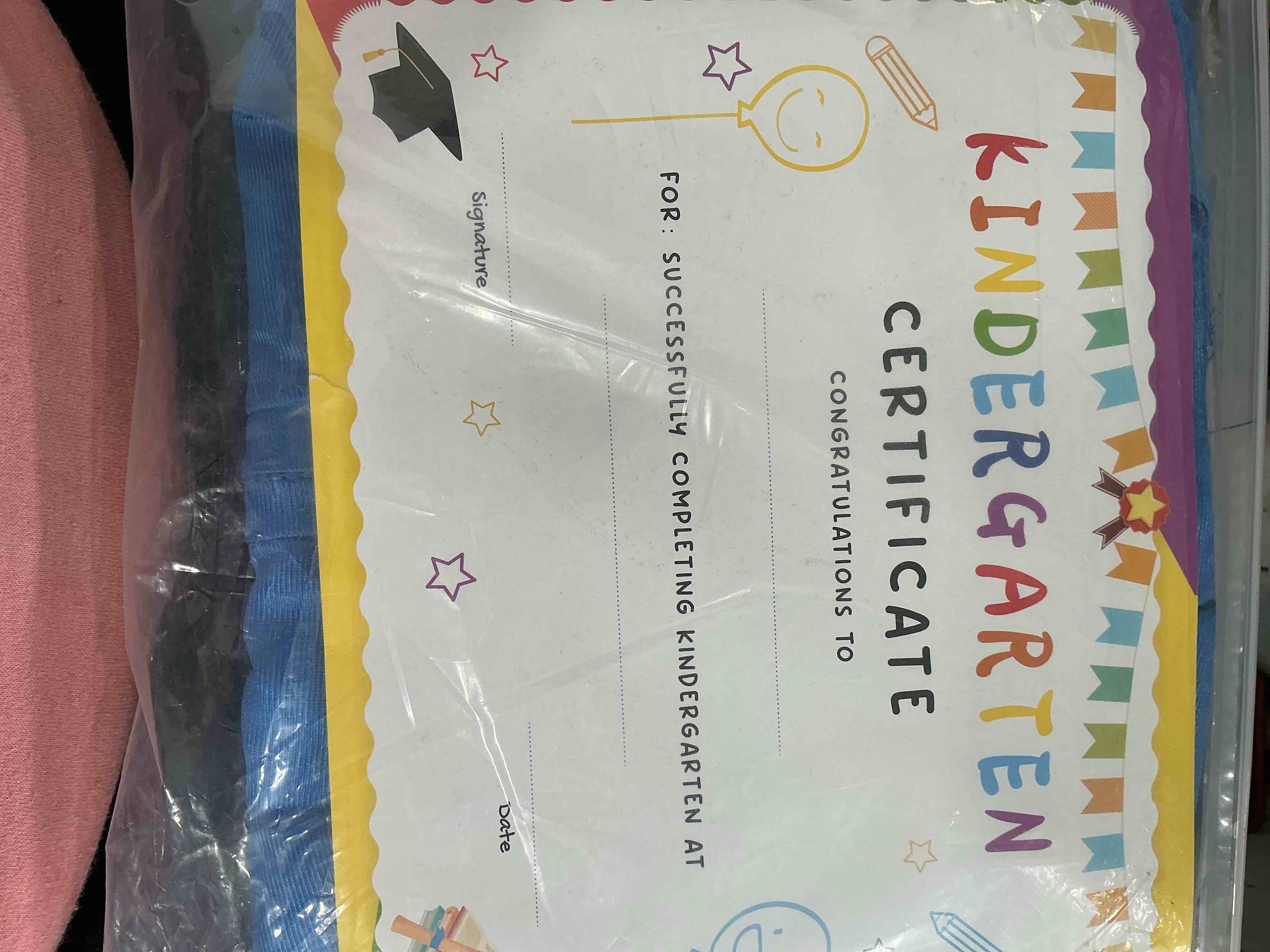 Condition photo showing New/Like New for Kindergarten graduation cap and gown with 2025 Tassel, Certificatefor Toddler Children (27"-33") Blue Medium/30 inches