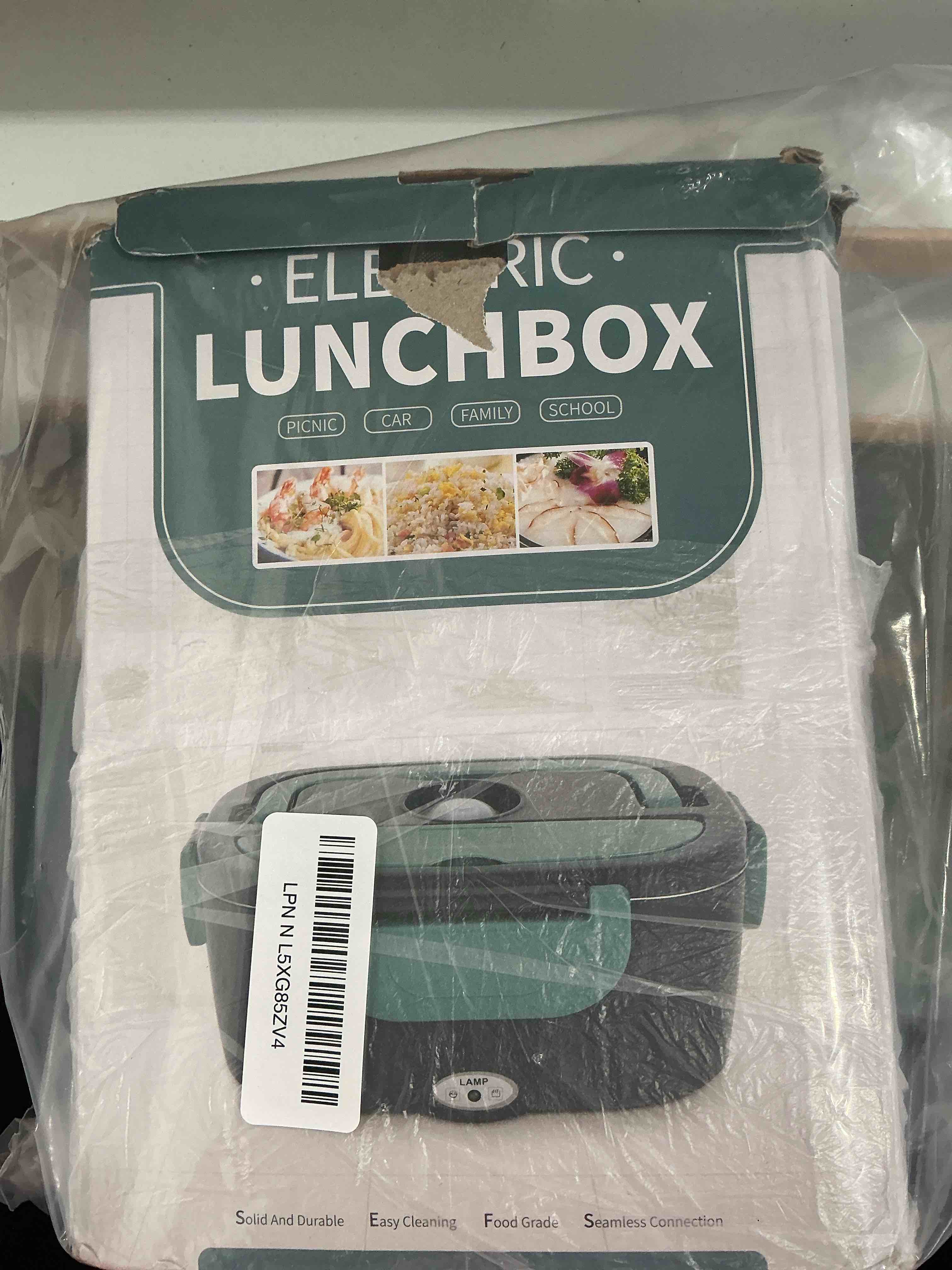 Condition photo showing New/Like New for Electric Lunch Box Food Heater, 3 in 1 Ultra Quick Heated Lunch Boxes for Adults, 12V/24V/110V Portable Food Warmer for Car/Truck/Office With Fork Spoon and Insulated Carry Bag Gray