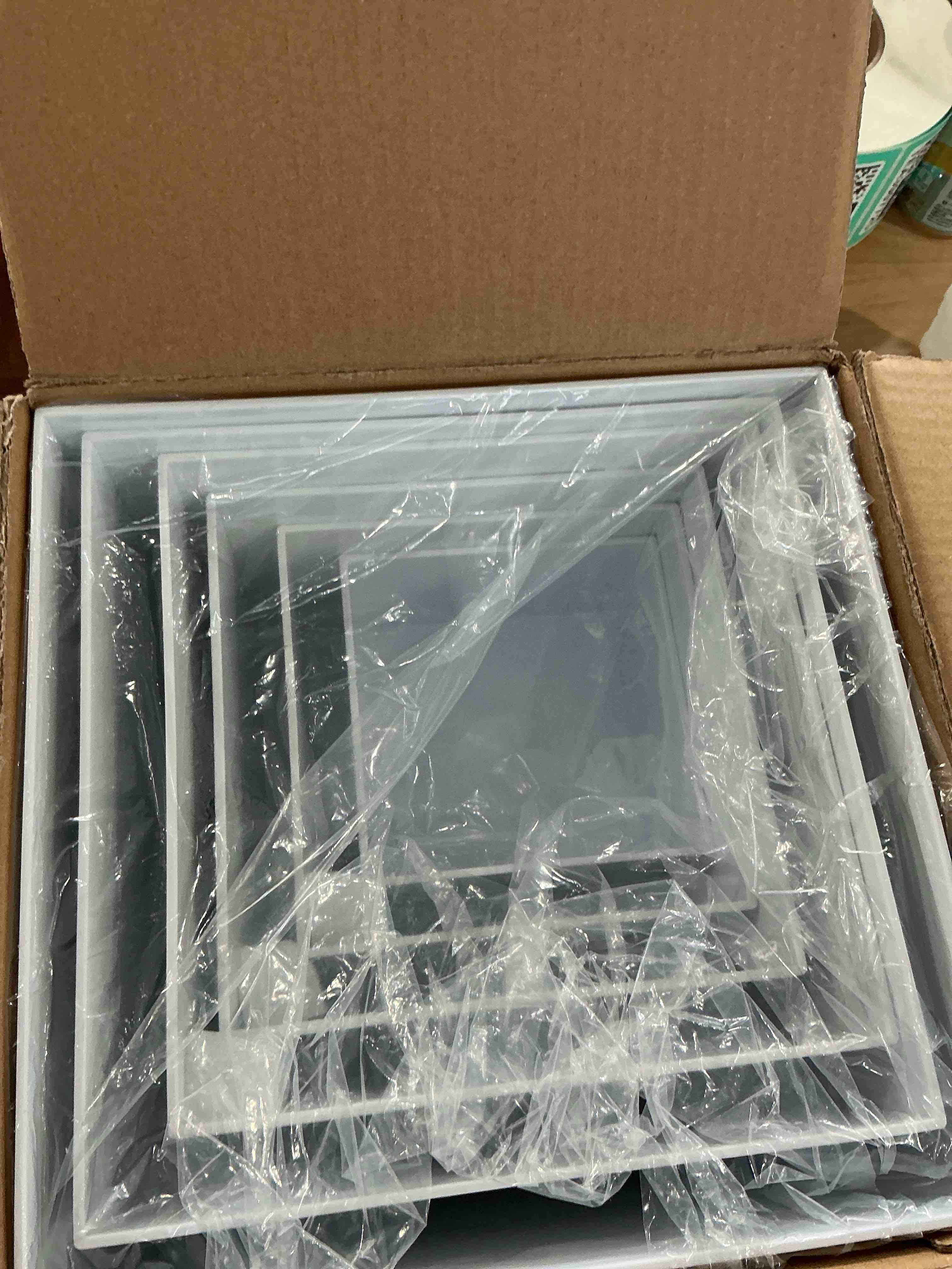 Condition photo showing New/Like New for VANITURE 6 PCS Buffet Risers, Large Food Risers for Buffet Table, Display Stand Shelf for Party, Catering, Jewelry & Collectibles, White Acrylic Nesting Boxes for Food Display (10" 9" 8" 7" 6" 5")