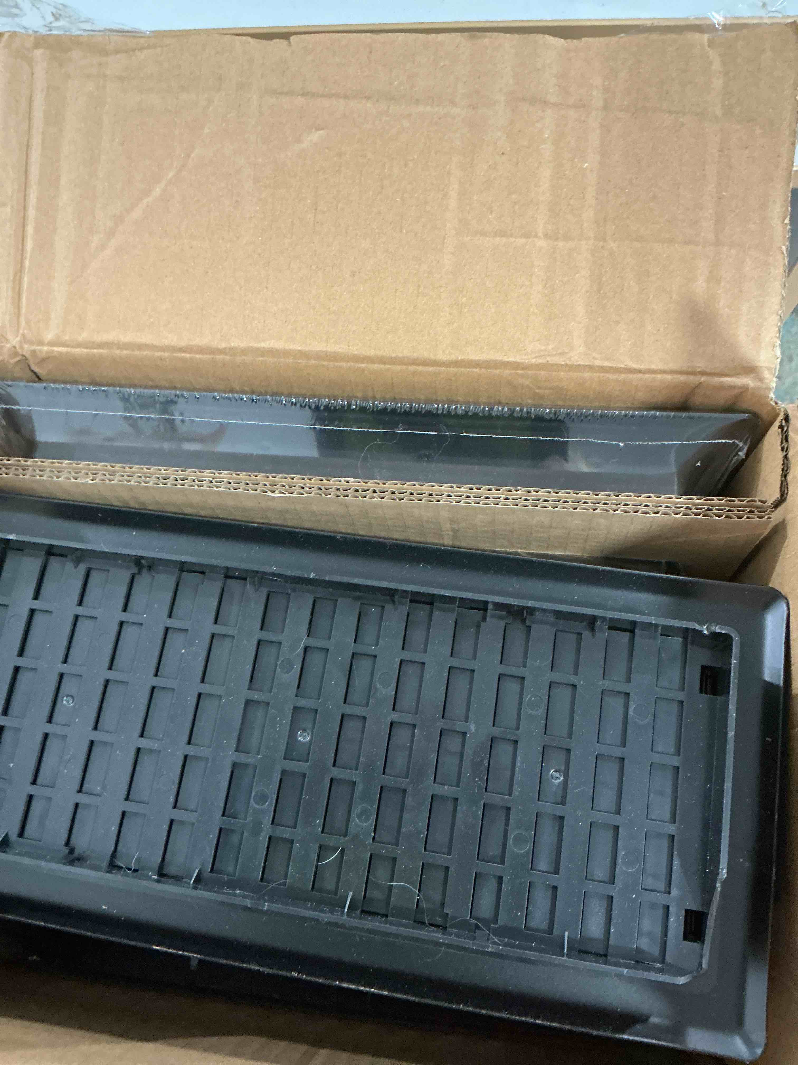 Condition photo showing New/Like New for Floor Register 4x10, Heavy Duty Walkable Steel Floor Vent Covers, Ease Adjust Air Flow Direction Floor Registers, Black Floor Vents?Boston Design Air Vents for Home 4 x 10 Vent Cover 6pack