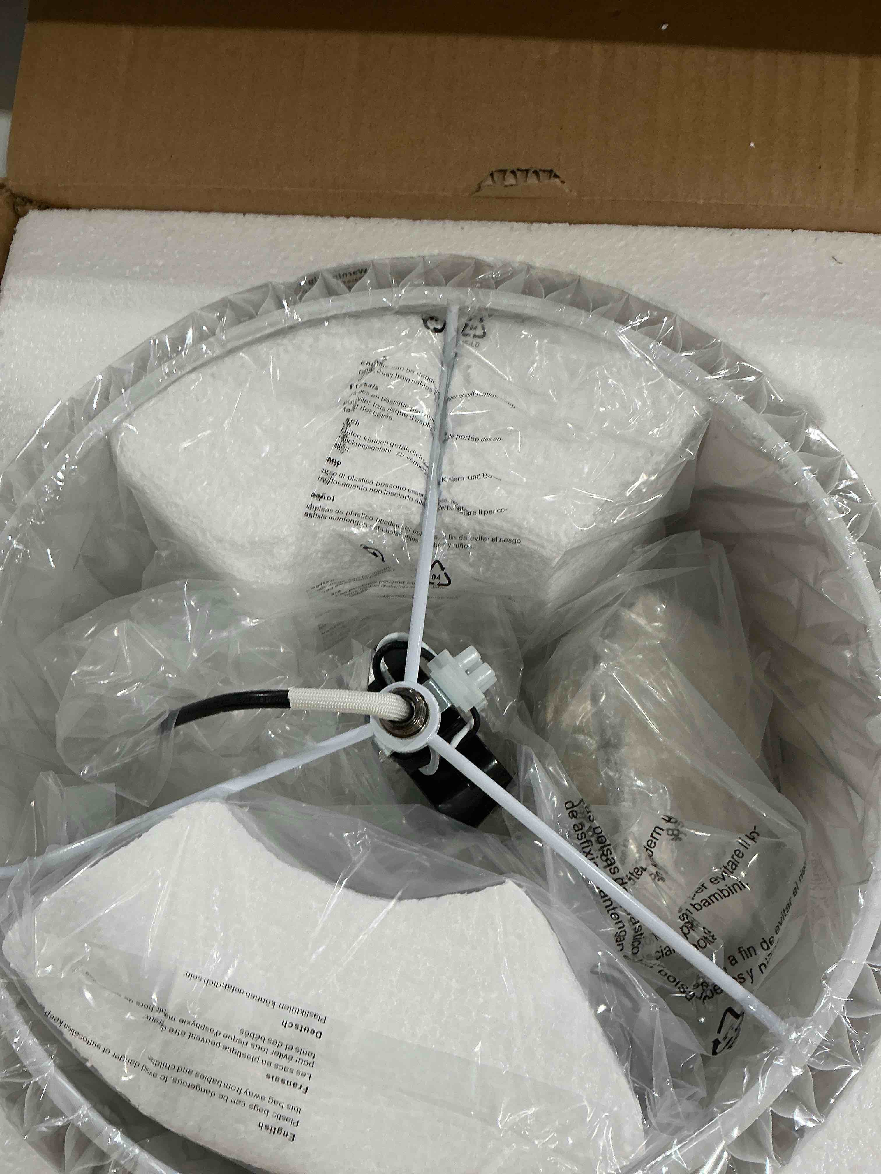 Condition photo showing New/Like New for VONLUCE Semi Flush Mount Ceiling Light, 12.2'' Ceiling Light Fixture with Pleated Shade, 2-Light Modern Drum Light Fixture for Bedroom Living Room Entryway Hallway, White Shade & Bronze Finish Bronze 12.2"