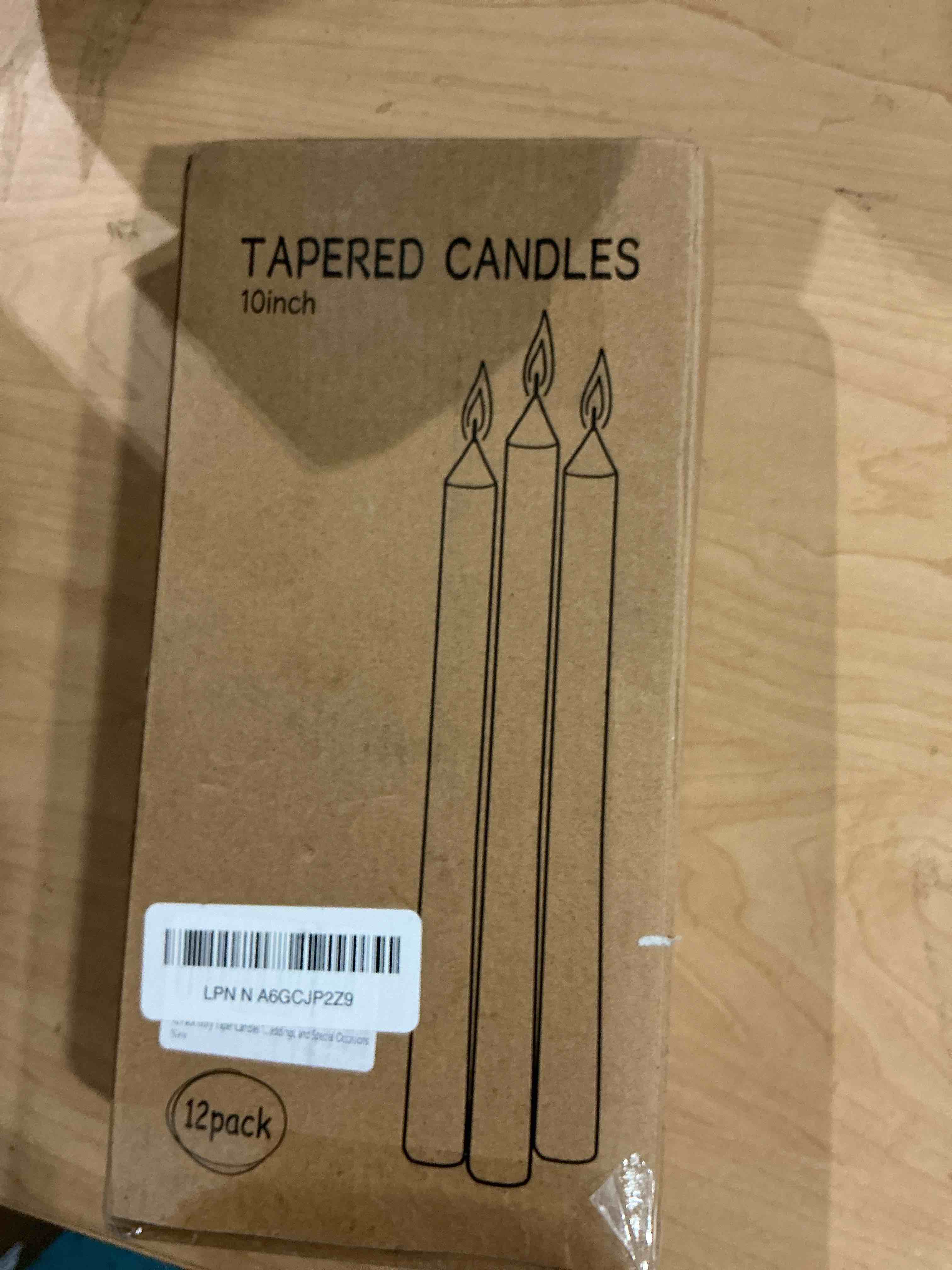 Condition photo showing Good Condition for 8Pack Ivory Taper Candles 10 inch - Taper Candles Dripless, Smokeless, Unscented - 8 Hours Long Burning - Hand Poured Tall Candlesticks - Perfect for Home Decor, Weddings, and Special Occasions 12 Pack Taper Candle Ivory