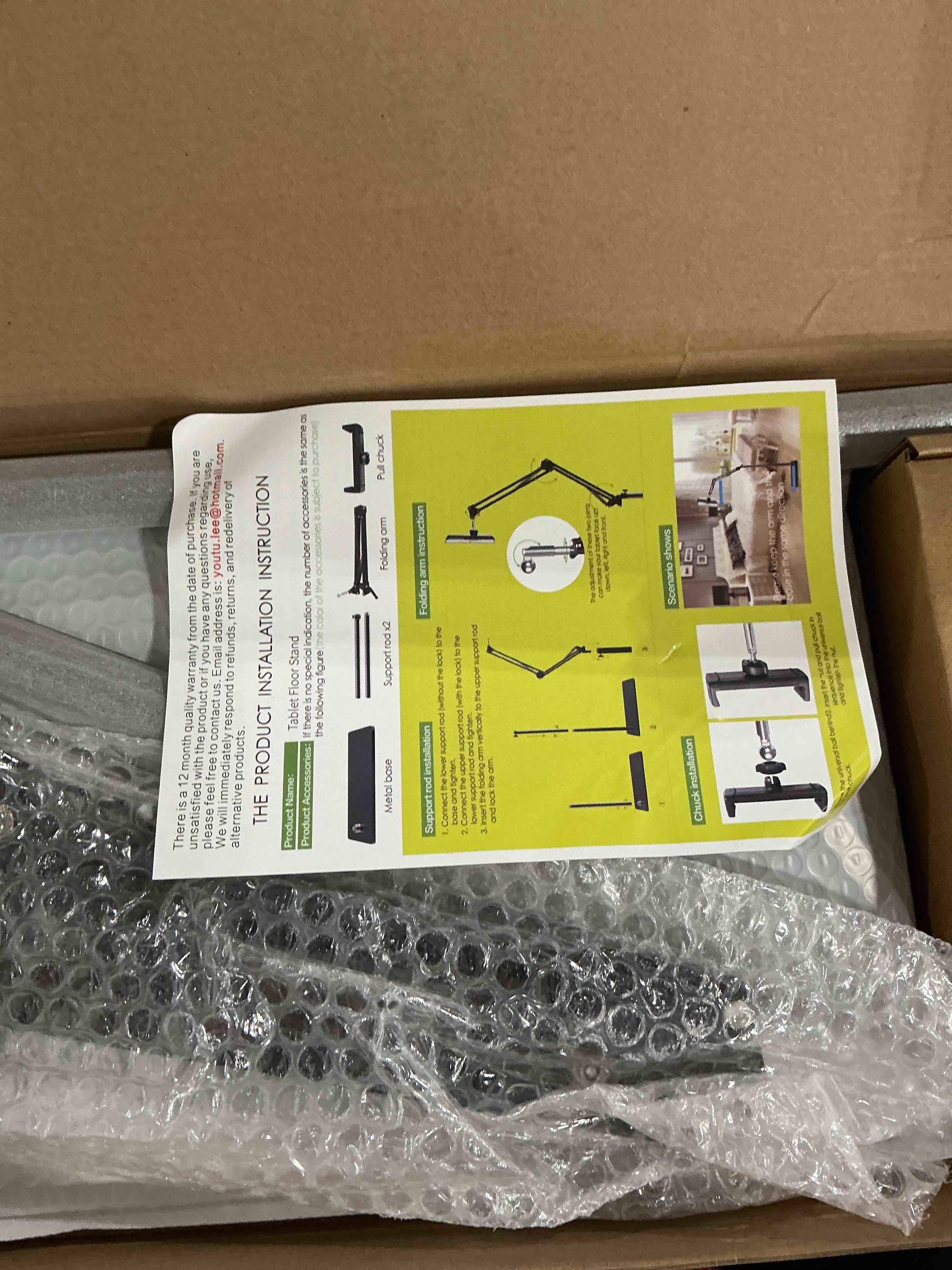 Condition photo showing New/Like New for Tablet Floor Stand, Adjustable Universal 360-degree Rotatable Metal Tablet Holder, Phone Stand for iPad/iPhoneX/iPad Pro or Other 4.7~12.9 Inch-Screen Devices (Black)