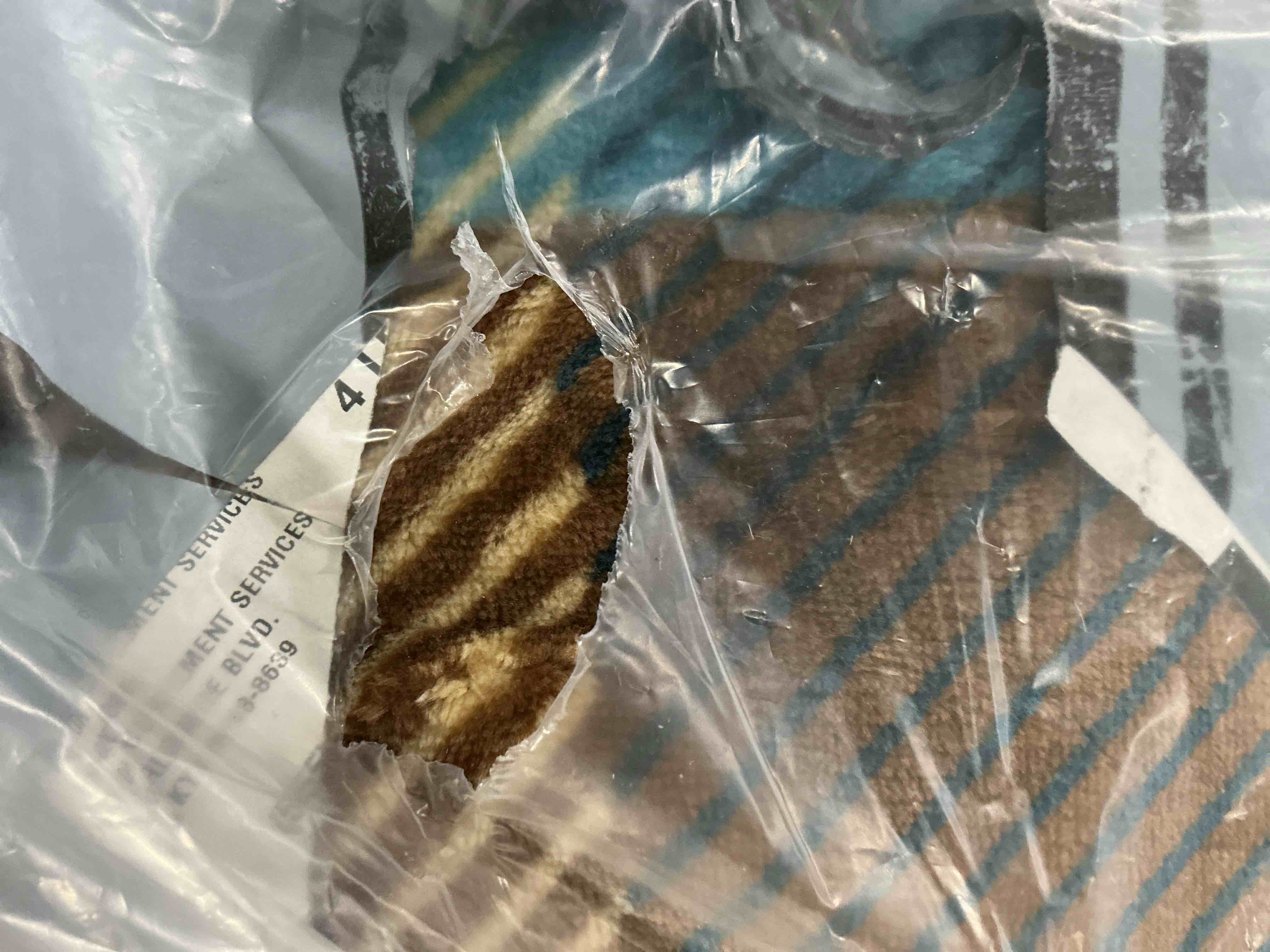 Condition photo showing New/Like New for Poly Fleece Sherpa Throw - Oversized Plush Woven Polyester Sofa and Bed Blanket - Breathable and Machine Washable by Lavish Home (Blue/Brown Plaid) Horizon