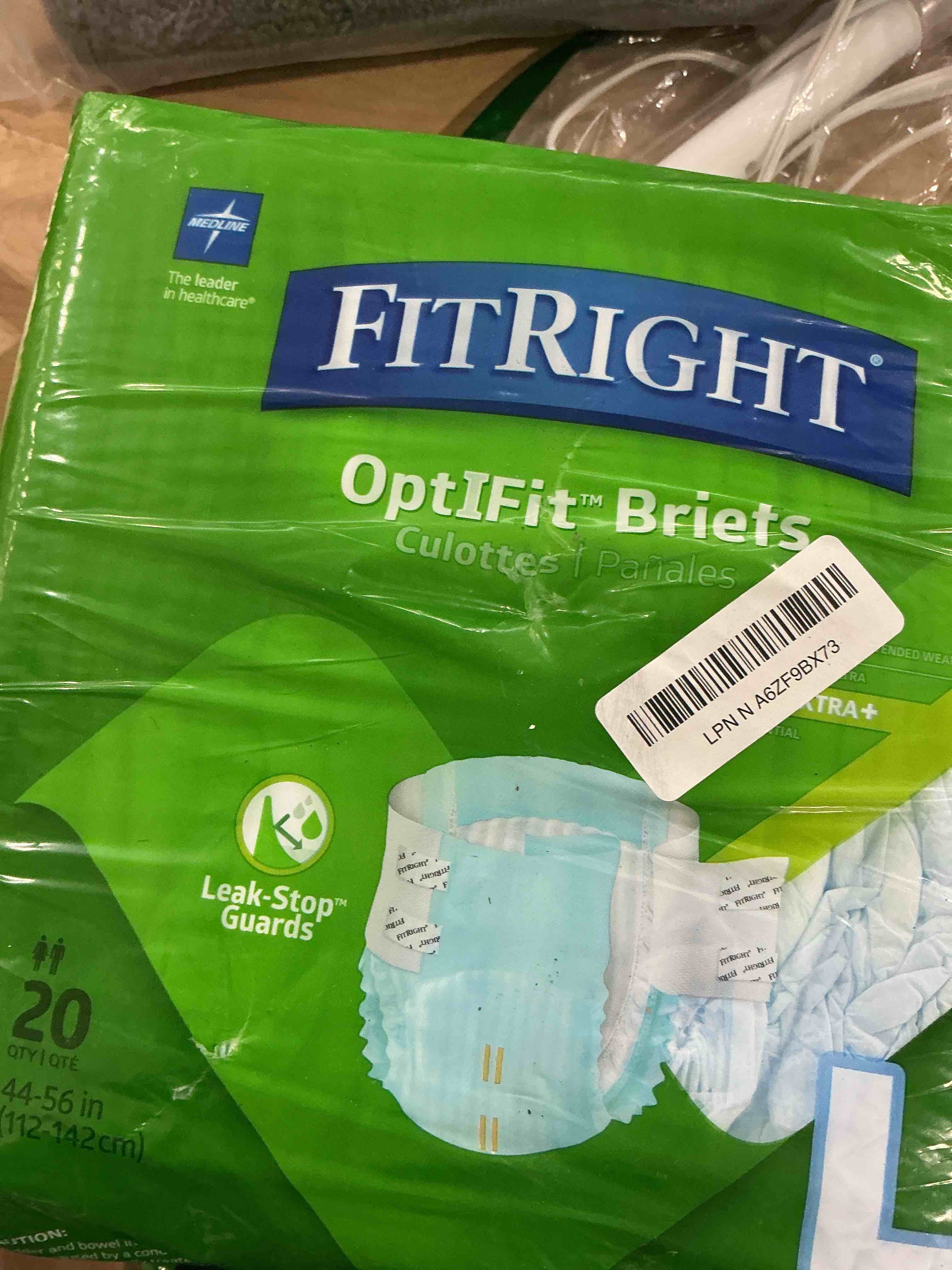 Condition photo showing New/Like New for FitRight Extra+ Adult Diapers, Disposable Incontinence Briefs, Leak-Proof Diaper, Absorbent Briefs for Men and Women, Maximum Protection, Large, 44 β 56 in, 20 Briefs per Bag 20 Count Large
