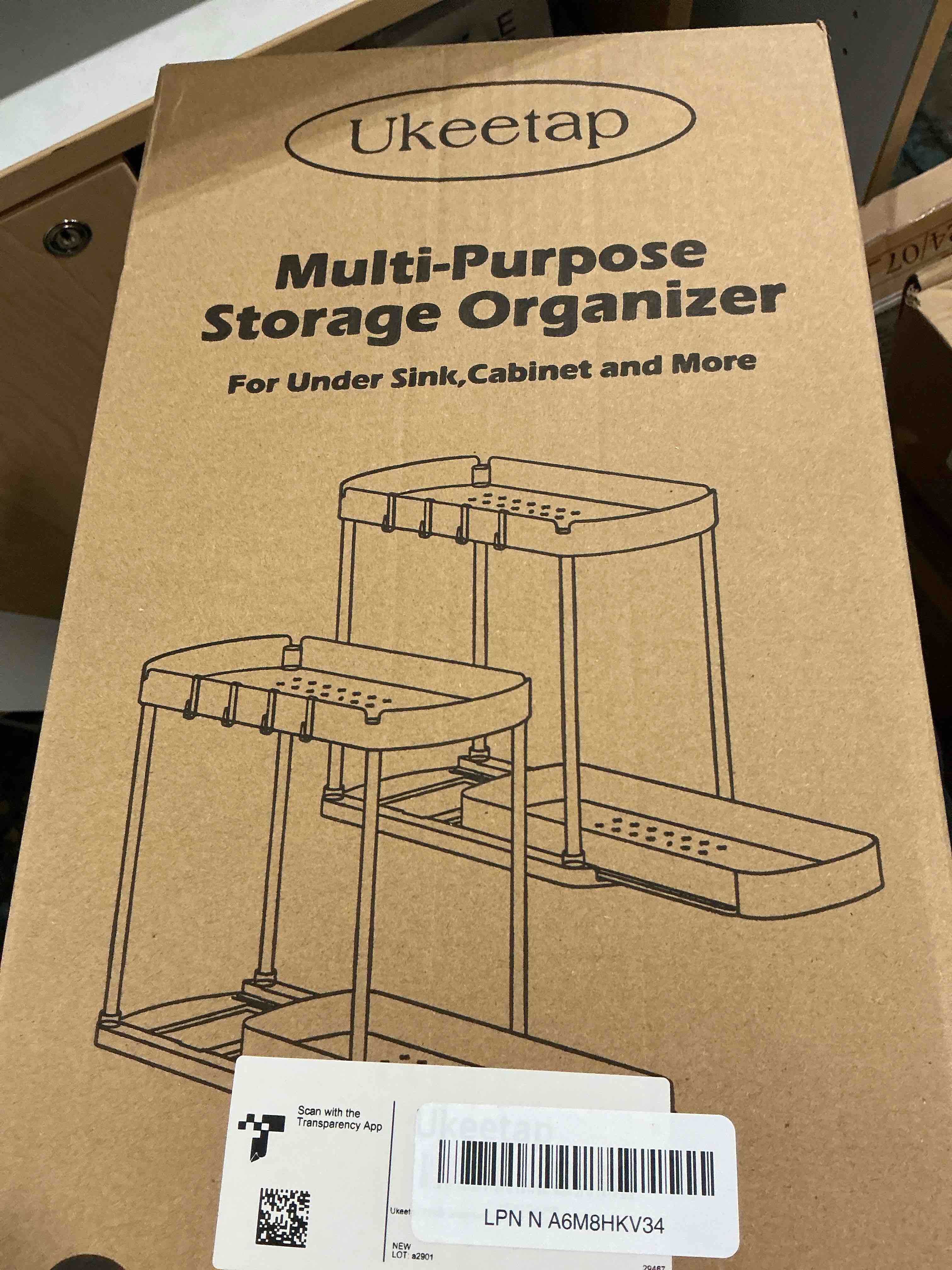 Condition photo showing New/Like New for Multi-Purpose Pull-Out Storage Organizers, Under Sink/Cabinet Organizers and Storage for Bathroom & Kitchen, Black, 12.8 Inches, 2 Packs Black 12.8 Inch