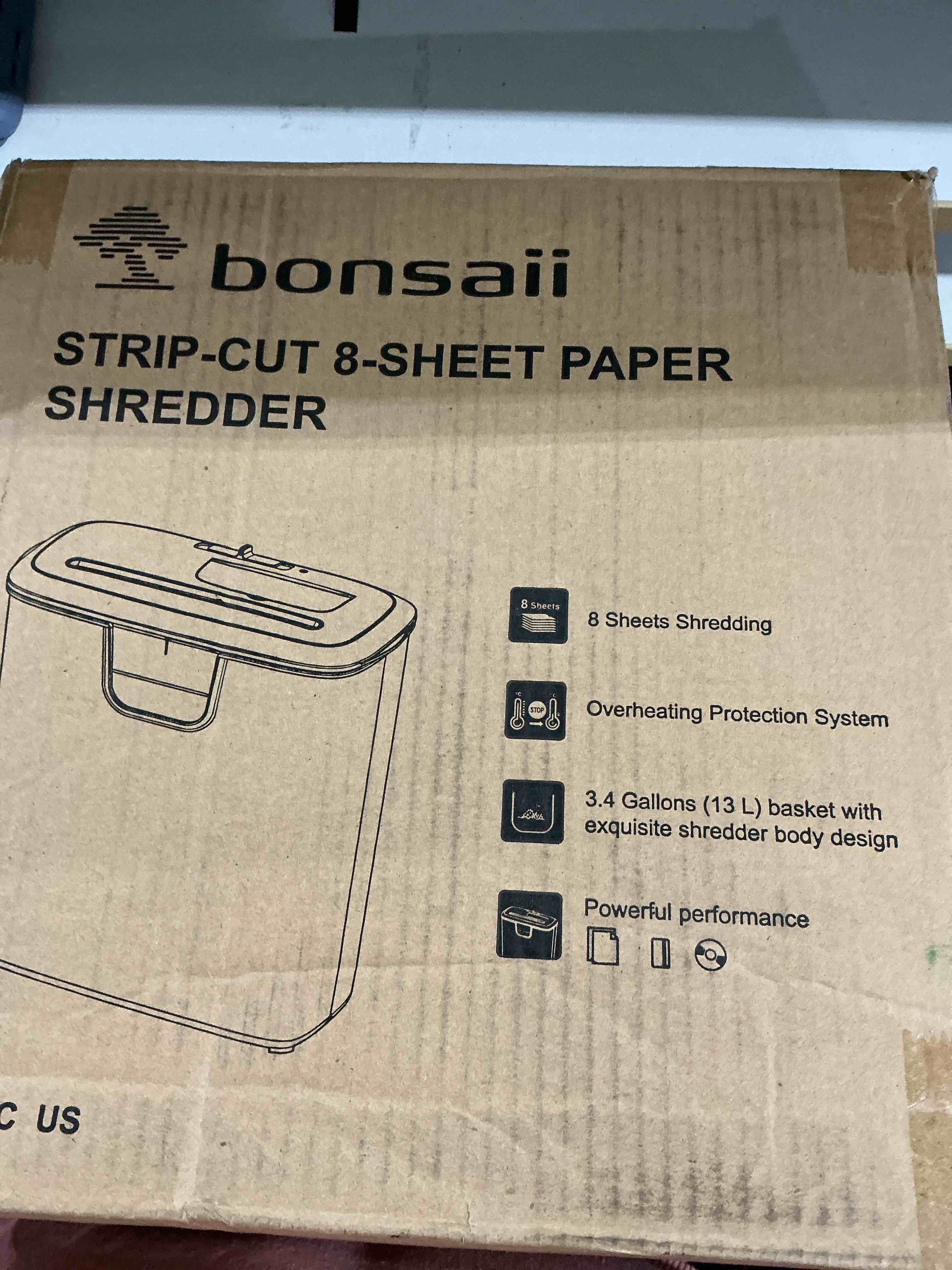 Condition photo showing Good Condition for Bonsaii Paper Shredder for Home Use, 8-Sheet StripCut Home Office Shredder, CD/Credit Card Shredder Machine with Overheat Protection, 3.4 Gallons Wastebasket 8 Sheet (Black)