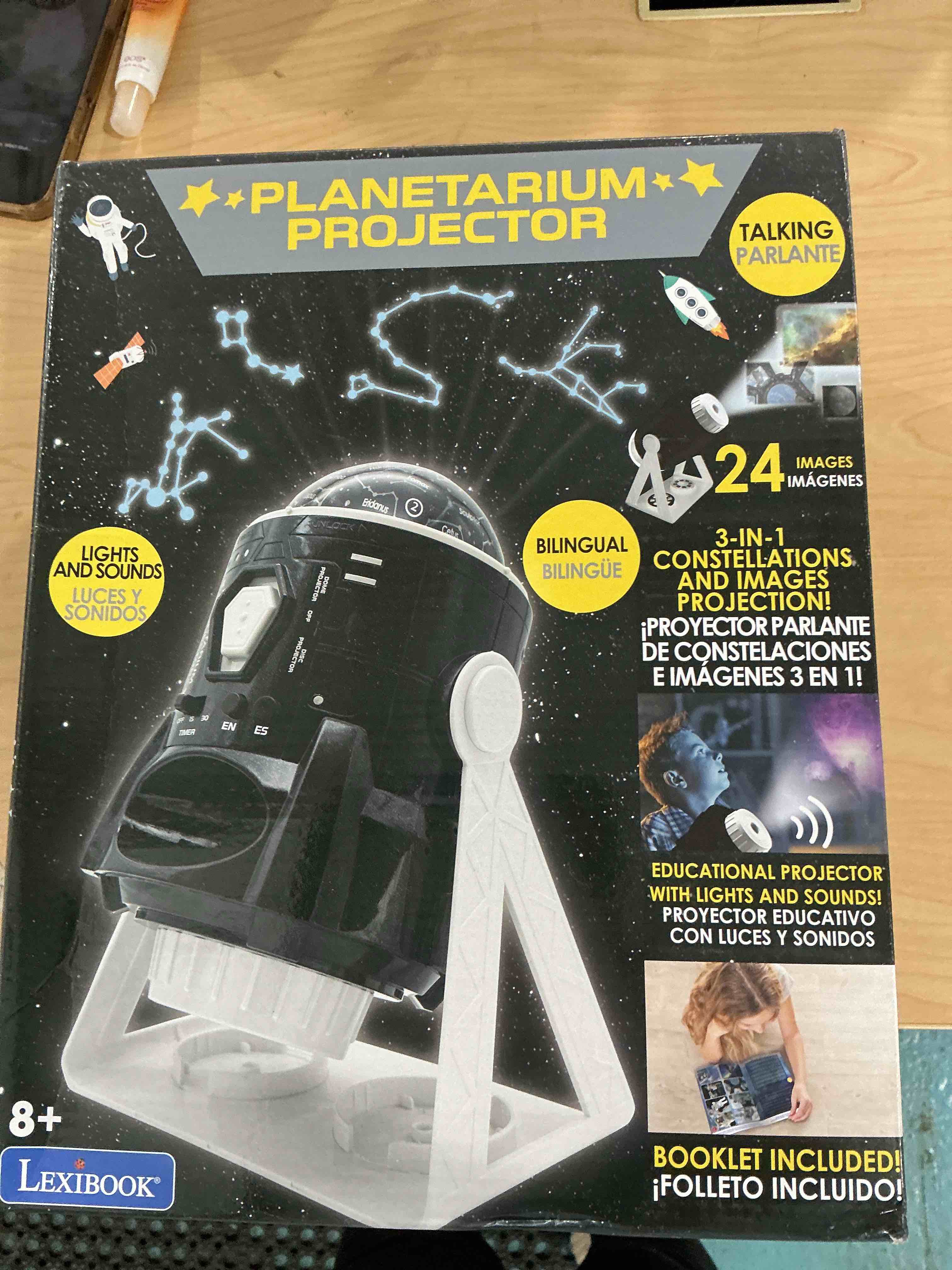 Condition photo showing New/Like New for LEXiBOOK Speaking 2-in-1 Constellations and Images Planetarium Projector English/Spanish, 24 Images to Discover Space, 2 Constellation Domes, STEM, Black/White, NLJ181i2