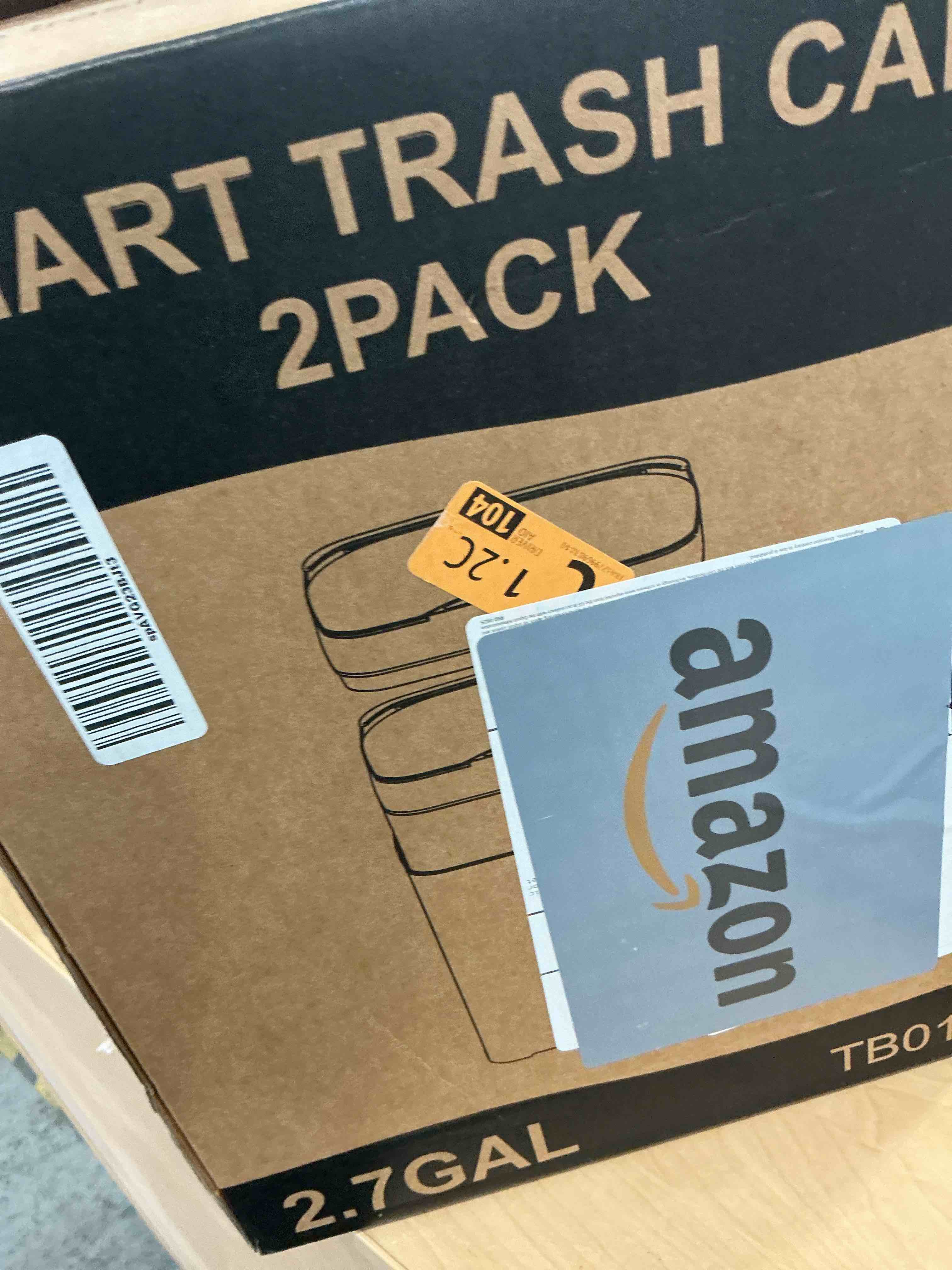 Condition photo showing New/Like New for 2 Pack 2.7 Gal Bathroom Trash Can with Lid, Automatic Trash Can Small Smart Garbage Can Touchless, Slim Motion Sensor Waterproof Plastic Trash Bins for Bedroom Office Kitchen Toilet White 2.7 Gal