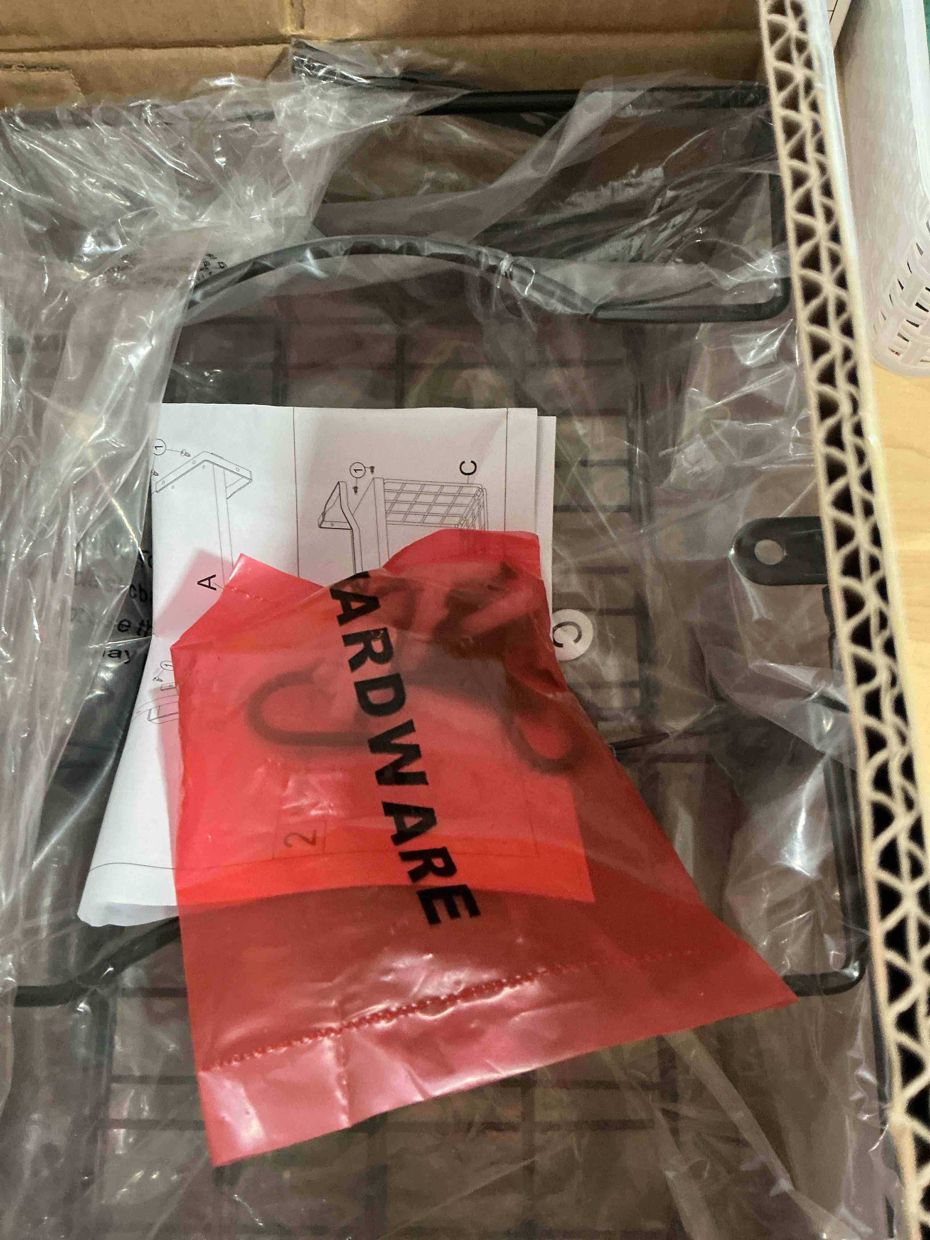 Condition photo showing New/Like New for Towel Racks for Bathroom,Towel Rack Wall Mounted, 6 Tier Rolled Or Folded Towel Holder with Floating Shelves, Bathroom Towel Holder for Bath, Hand Towels,Metal,Walnut Wood Panel Walnut Plack J-type Black Rack