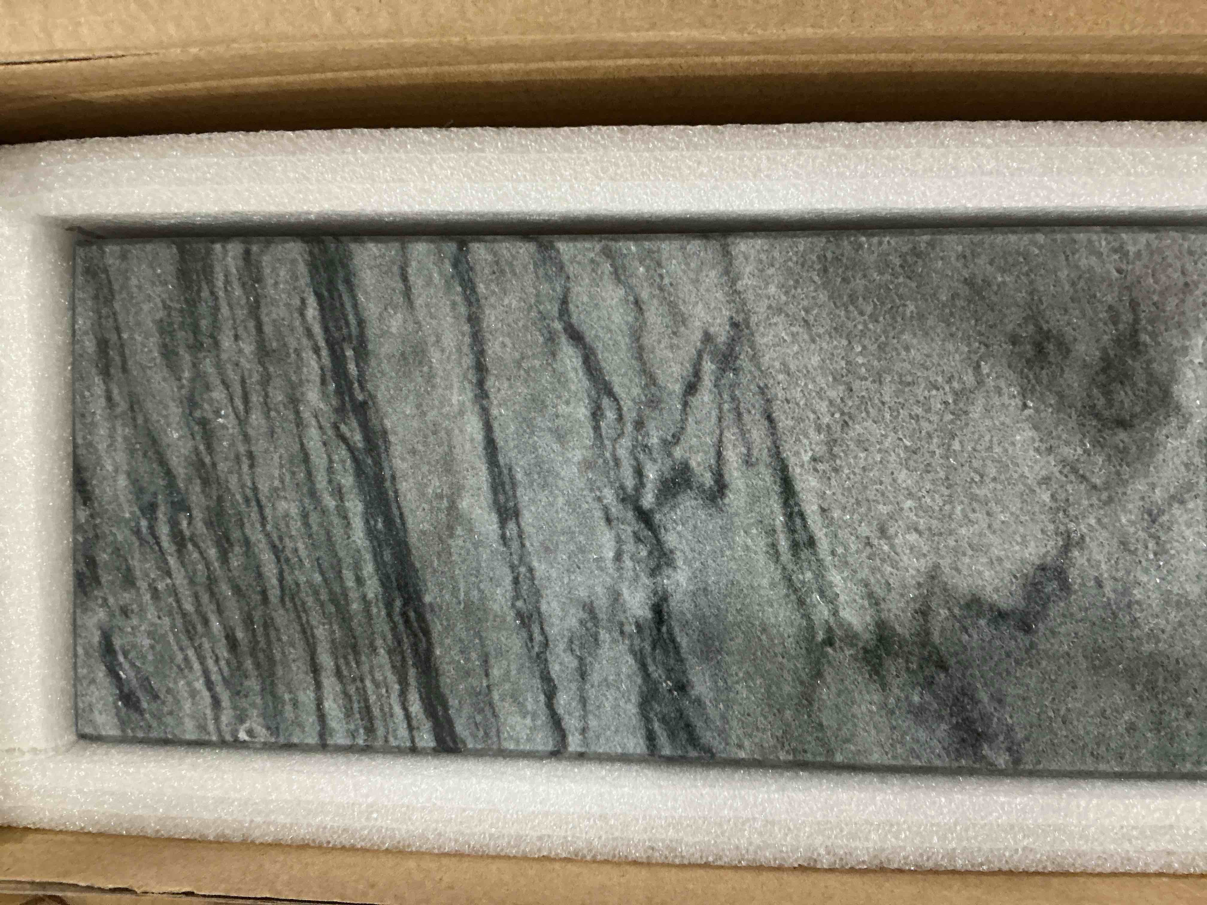 Condition photo showing New/Like New for Natural Marble Tray Pedestal Stand – 8.7"x4" Soap & Jewelry Riser for Bathroom Counter, Kitchen Sink, Vanity Organizer, Decorative Stone Catchall for Perfume, Candles Black 8.7" x 4" x 1.6"