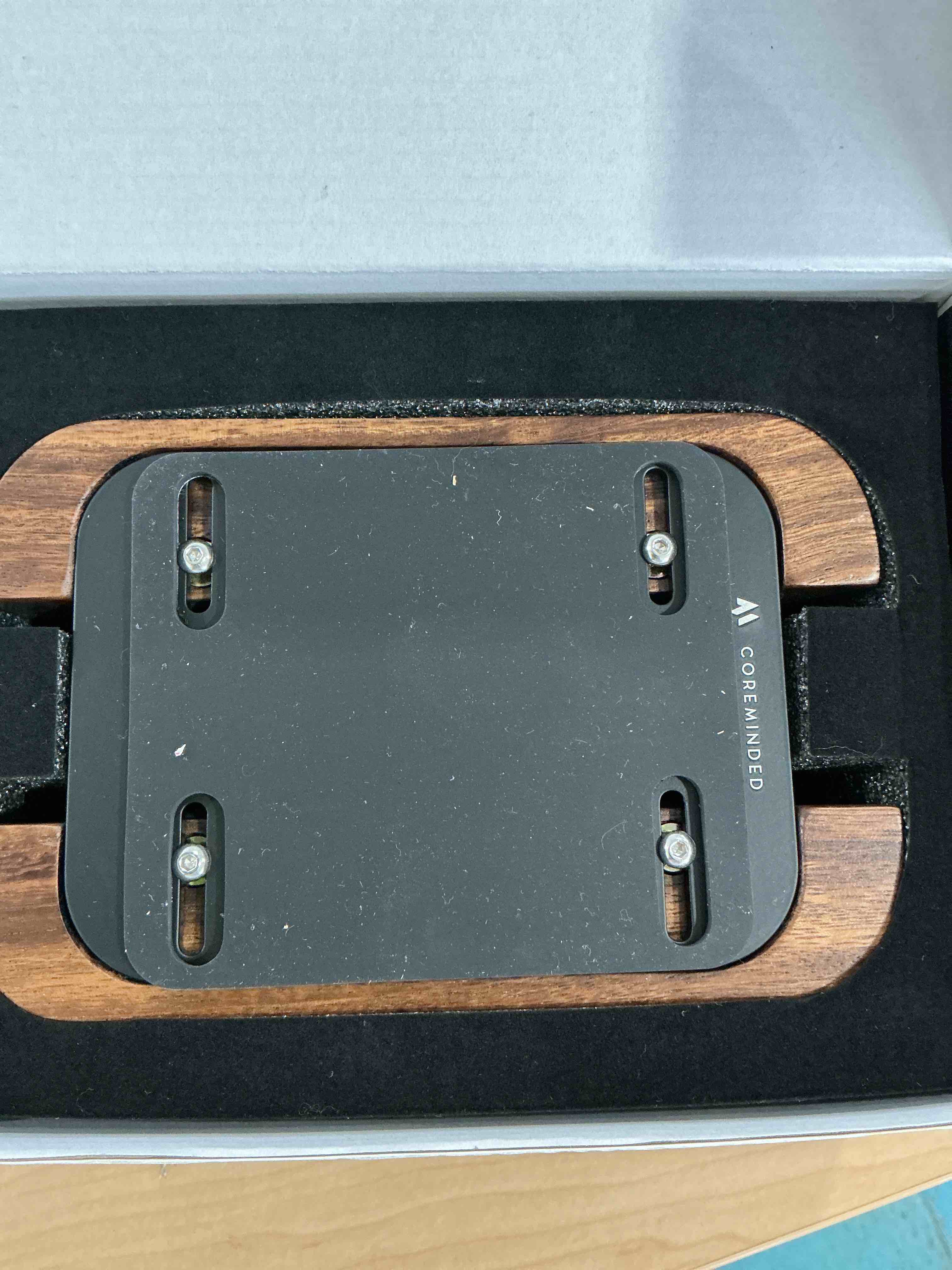 Condition photo showing New/Like New for Adjustable Dual Vertical Laptop Stand for Desk, Wooden Laptop Holder, MacBook Pro Stand, Wood Mac Air Dock Dual Slot Solid Walnut