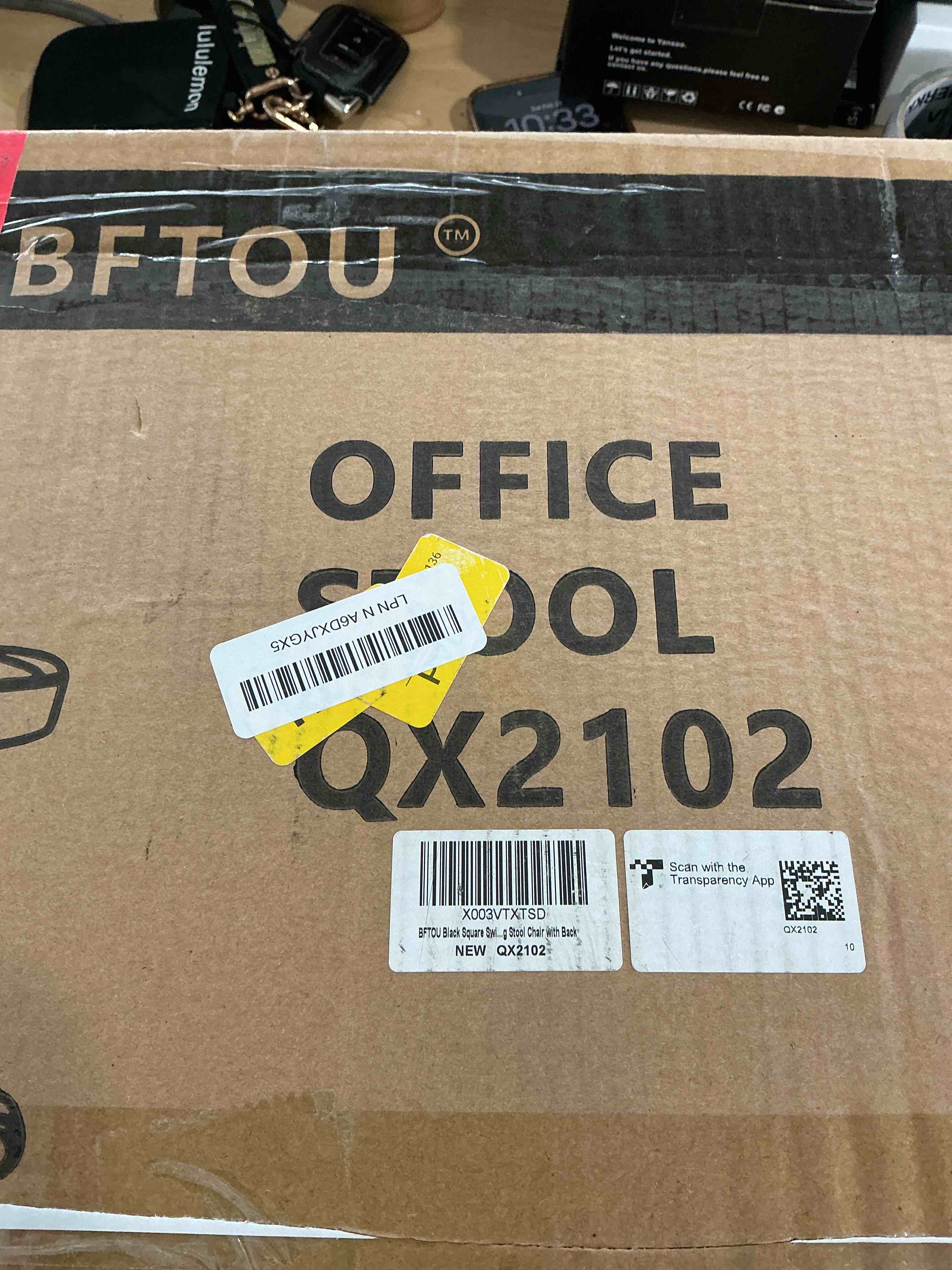 Condition photo showing New/Like New for Black Square Swivel Stool with Wheel for Work SPA Shop Massage Height-Adjustable and Cost-Effective Rolling Stool Chair with Back