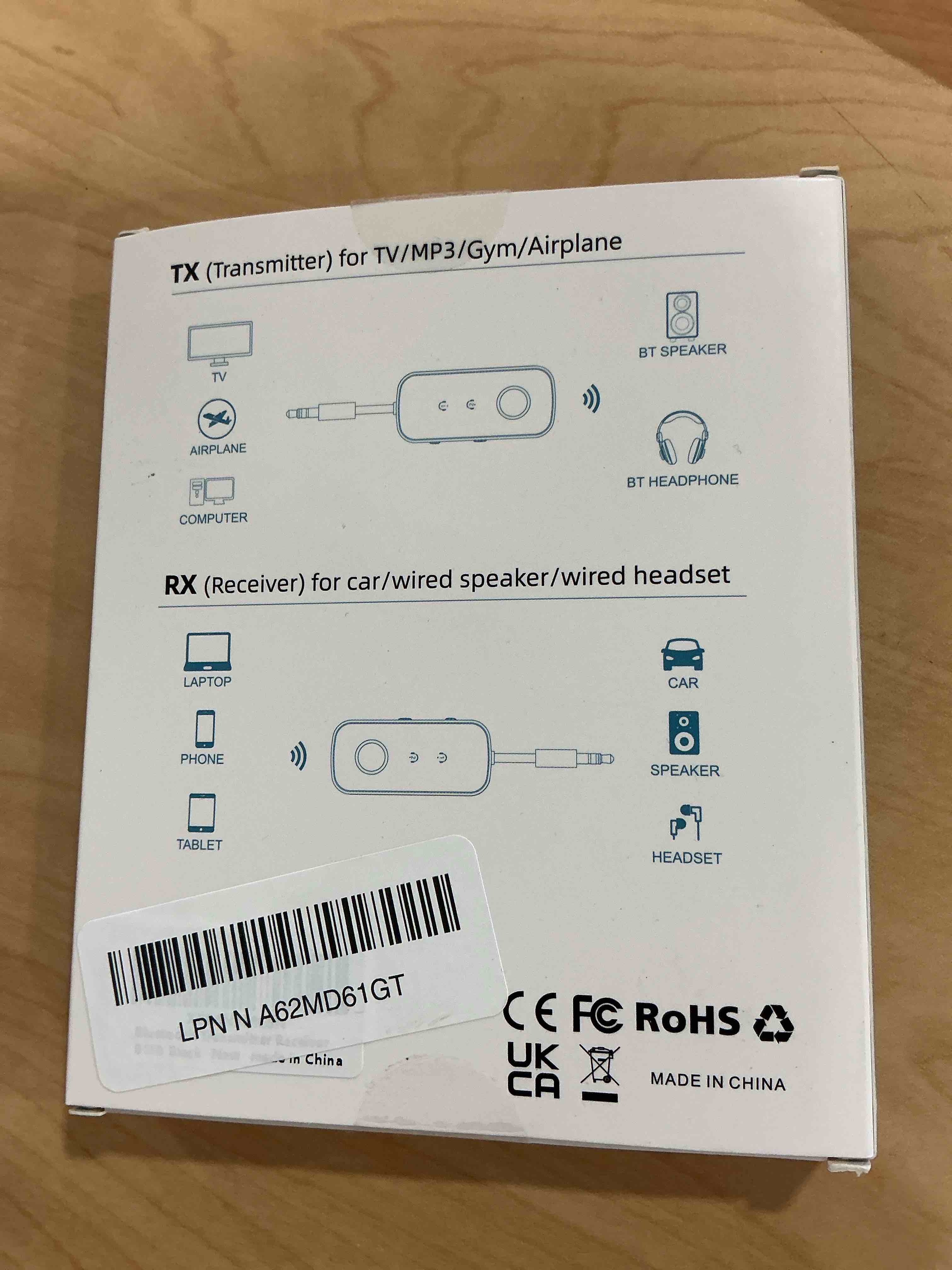 Condition photo showing Good Condition for Premium Pro Bluetooth 5.4 Transmitter Receiver,Airplane Audio Adapter,Wireless Transmitter for TV/Travel Flight,Airline,Gym.Compatible with 2 AirPods/Headphones,Bluetooth Receiver for Car/Home Stereo Black