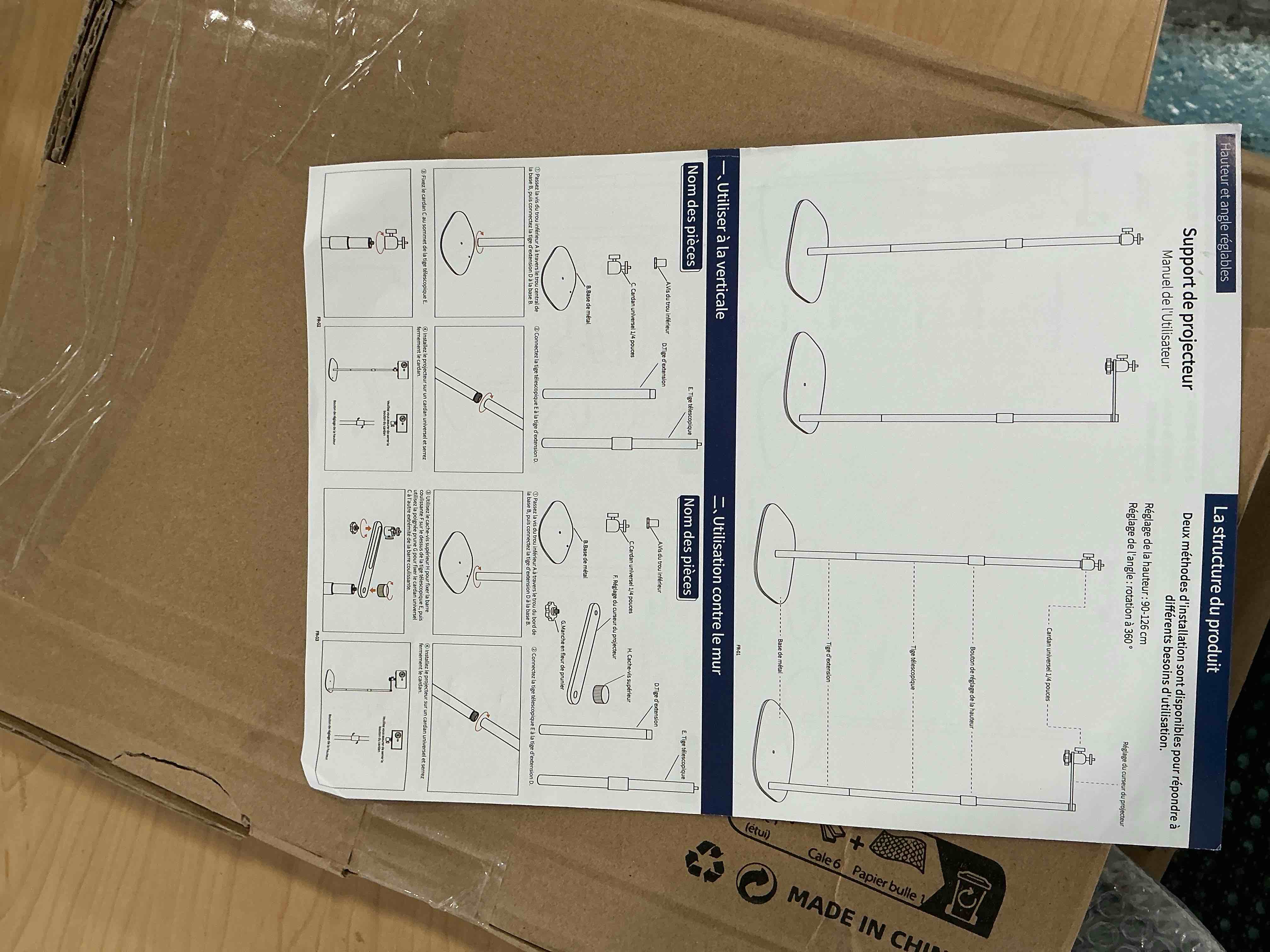 Condition photo showing New/Like New for Projector Mount, Universal Projector Stand Height Adjustable 35" to 50" with 360° Angle Rotation, Space-Saving, Compatible with Projectors Vlog DVR Cameras, for Home Office Outdoor Movie Wall-Backed Stand