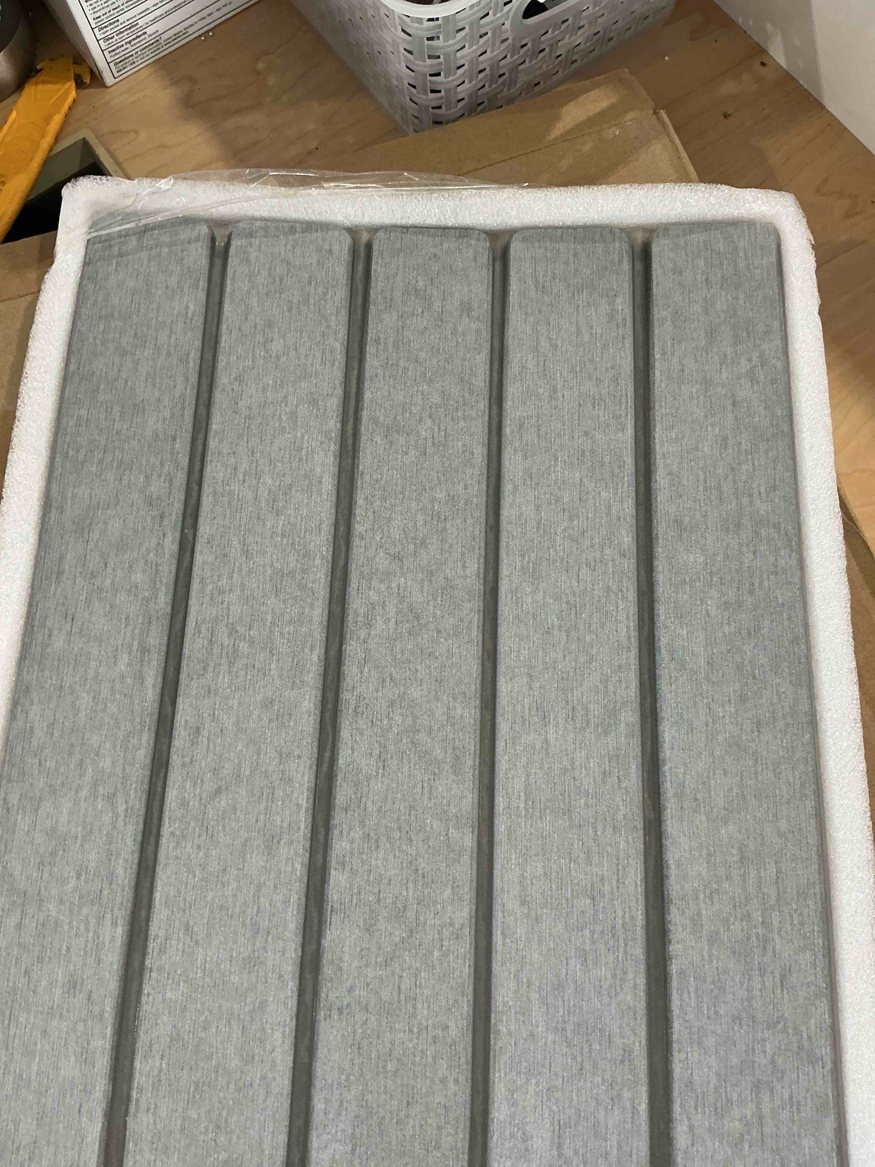 Condition photo showing New/Like New for Large Stone Dish Drying Mat for Kitchen Counter, 24"×16", Collapsible Quick Dry Dish Drying Mat, Ultra Absorbent Diatomaceous Earth Mats for Dishes Bottles Cups, Match Any Countertop - Grey Ornament 24" x 16"