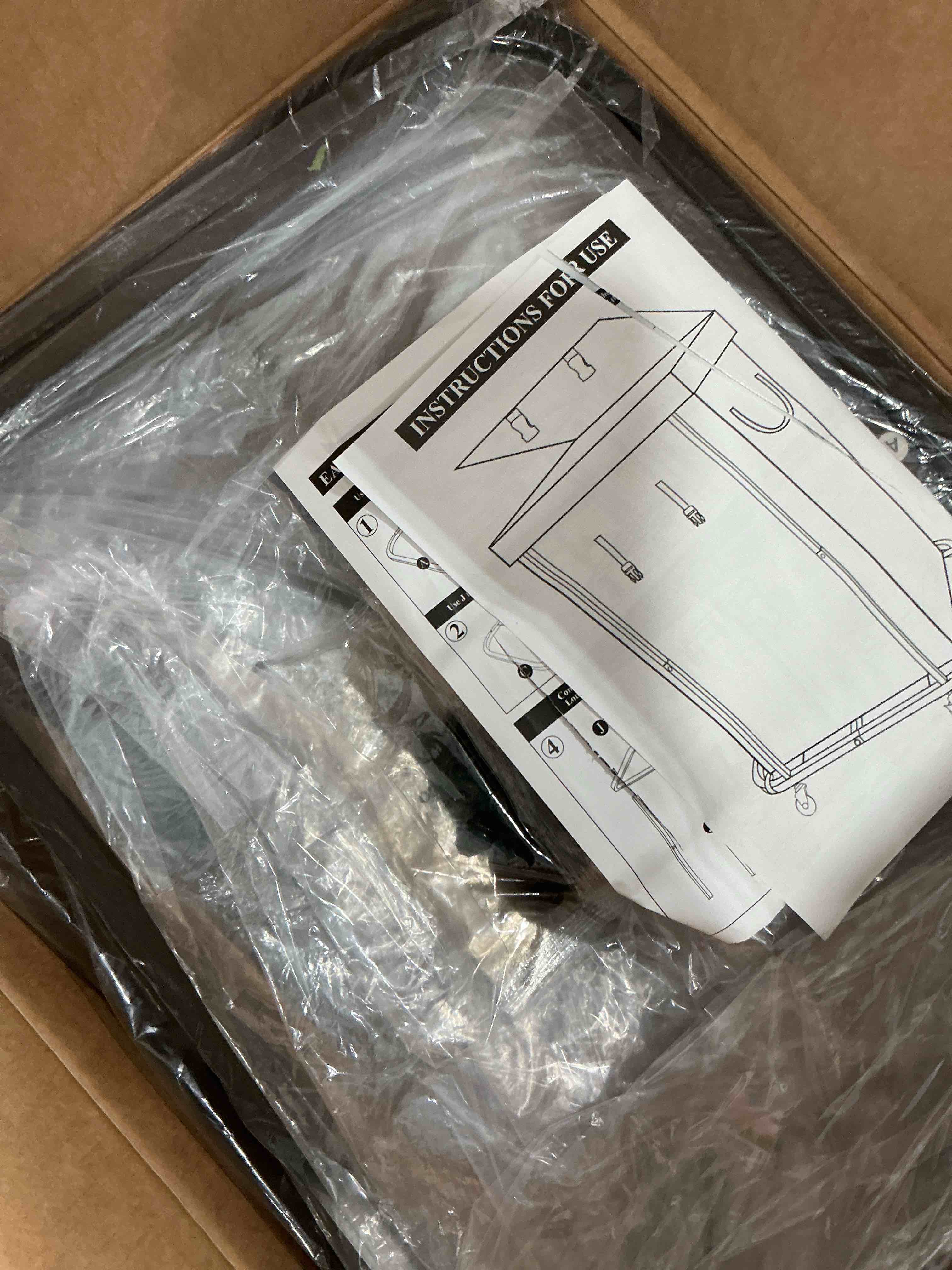 Condition photo showing New/Like New for 150L (40 Gal) Large Fashion Laundry Basket with Wheels, Leather Patchwork Rolling Hamper Carts, Sturdy Metal Frame, Removable Washable Bag, Tall Clothes Sorter for Bedroom, Laundry Room - Black Black 150L