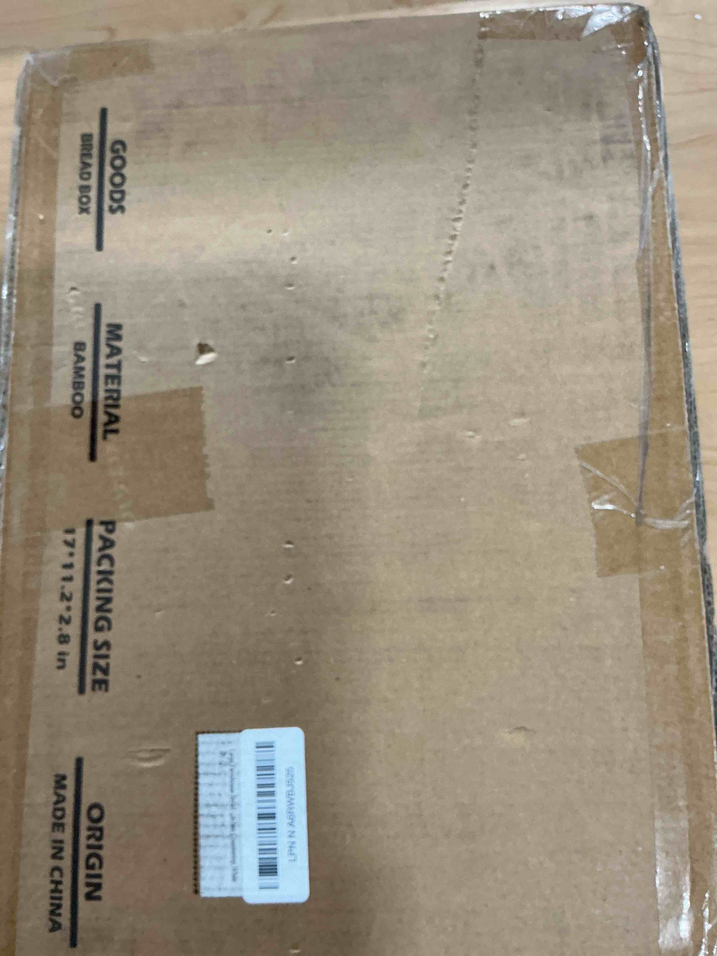 Condition photo showing New/Like New for Large Farmhouse Bread Box with Window -White Natural Wood Bread Storage Container for Kitchen Countertop