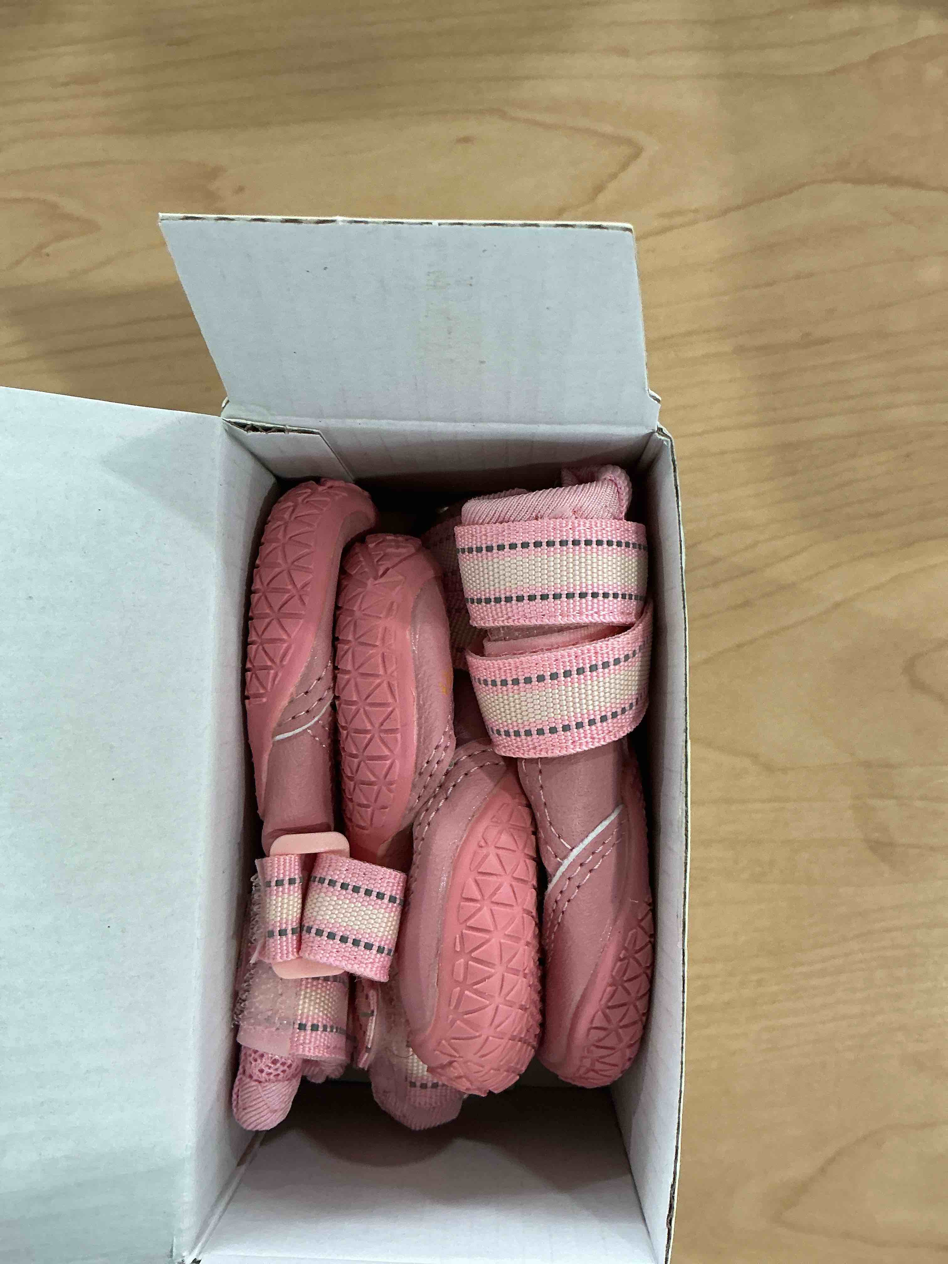 Condition photo showing New/Like New for QUMY 4PCS Dog Boots for Large Dogs, Medium Dog Shoes & Paw Protectors for Hot Pavement, Summer Heat Protection, Mesh Breathable Nonslip Dog Booties for Hardfloors, Walking Running Hiking Pink Size 1 Pink Size 1: 1.8''x2.3''(W*L) for 11-23 lbs