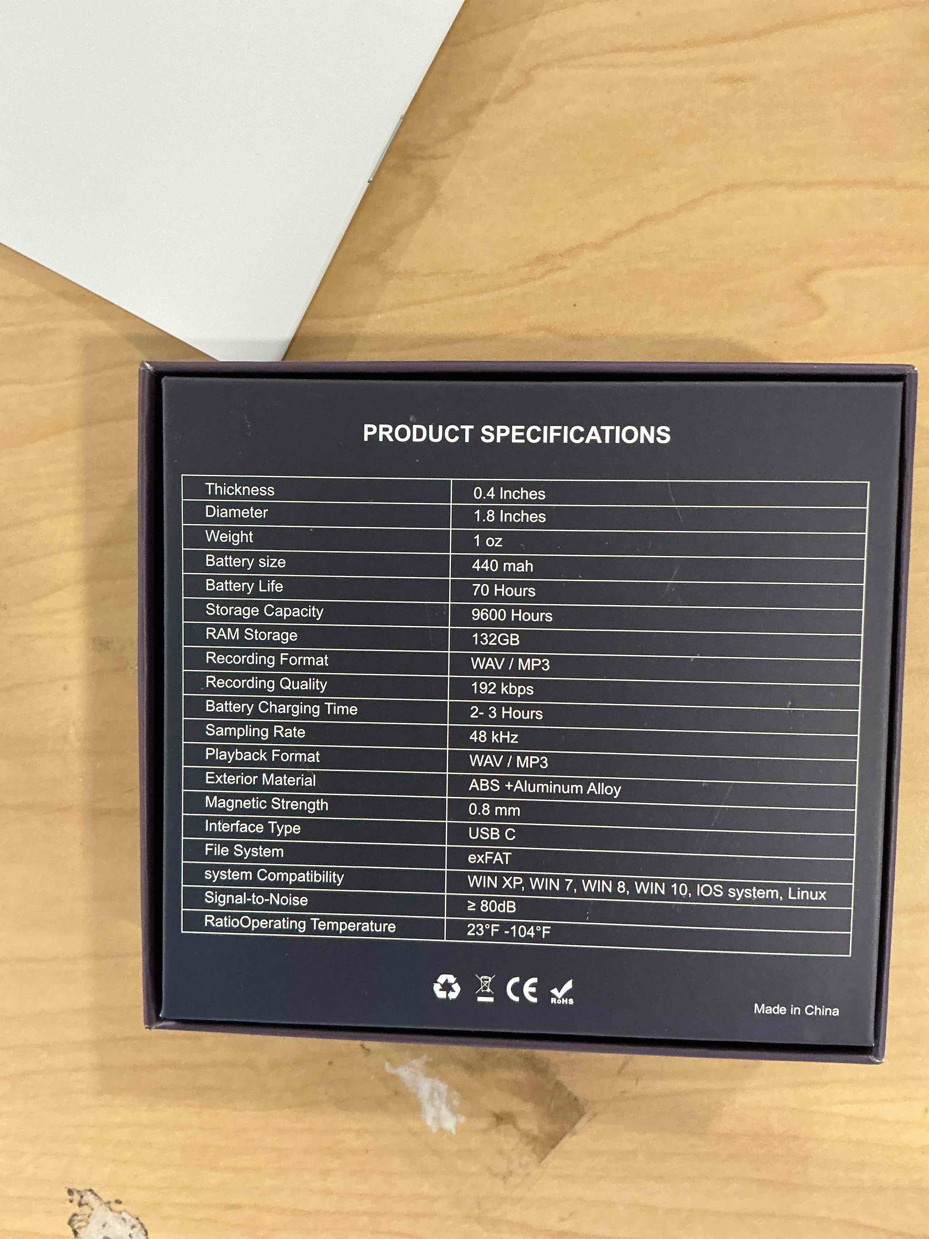 Condition photo showing Good Condition for 128G (1600 Hour) Magnetic Voice Activated Recorder - Nanezan Recording Device MP3 Records with 70 Hours Battery Time, USB-C Audio Recorder for Work, Lectures, Meetings, Interviews Black-128GB