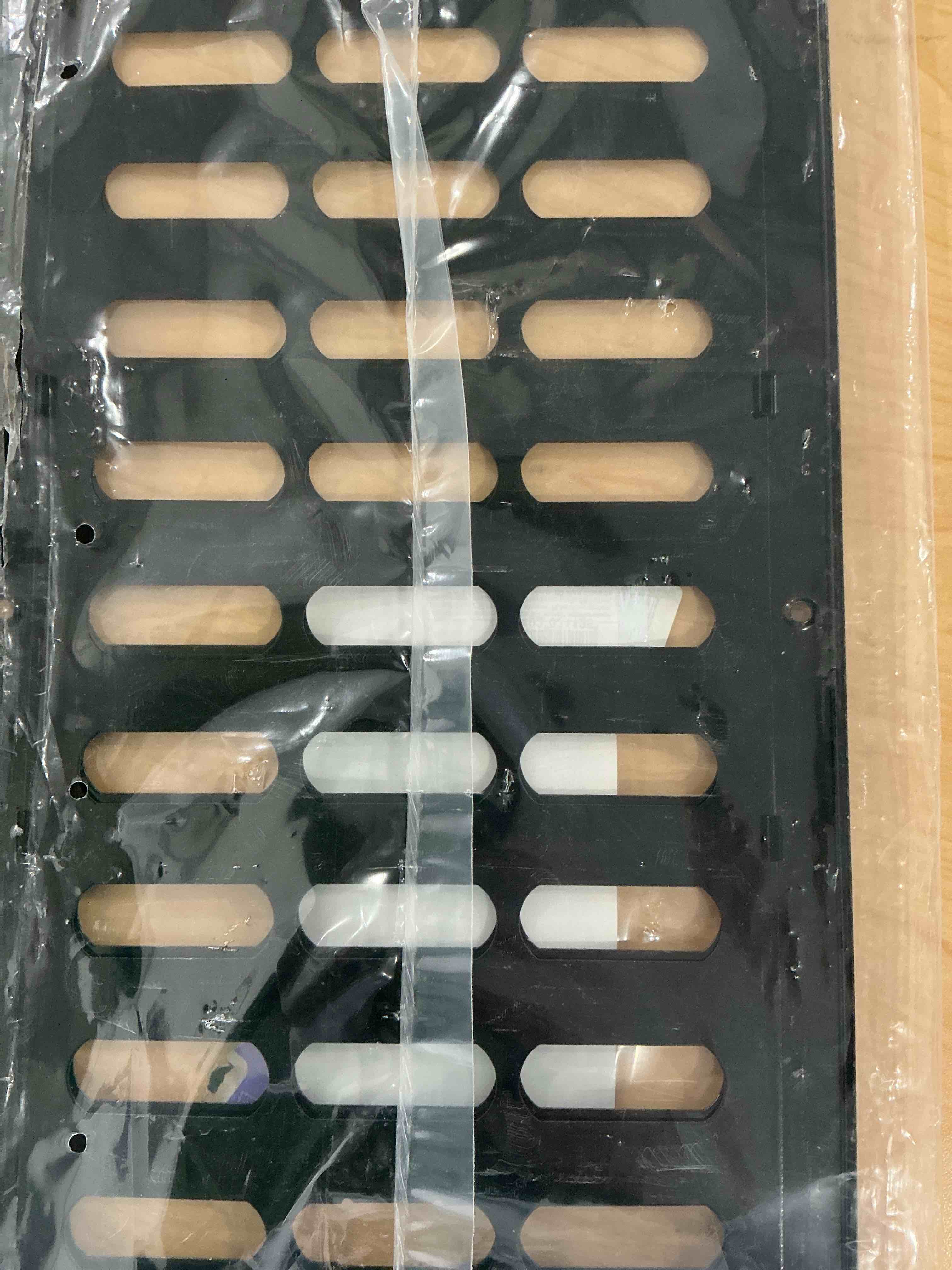 Condition photo showing New/Like New for Vent Systems 16" x 8" Inch Metal Air Return Vent Cover - Black Adjustable Return Air Grill - Open/Close Air Supply Intake Vents for Home Wall and Ceiling - HVAC Wall Grille for Indoor and Outdoor Use 16" x 8" Black