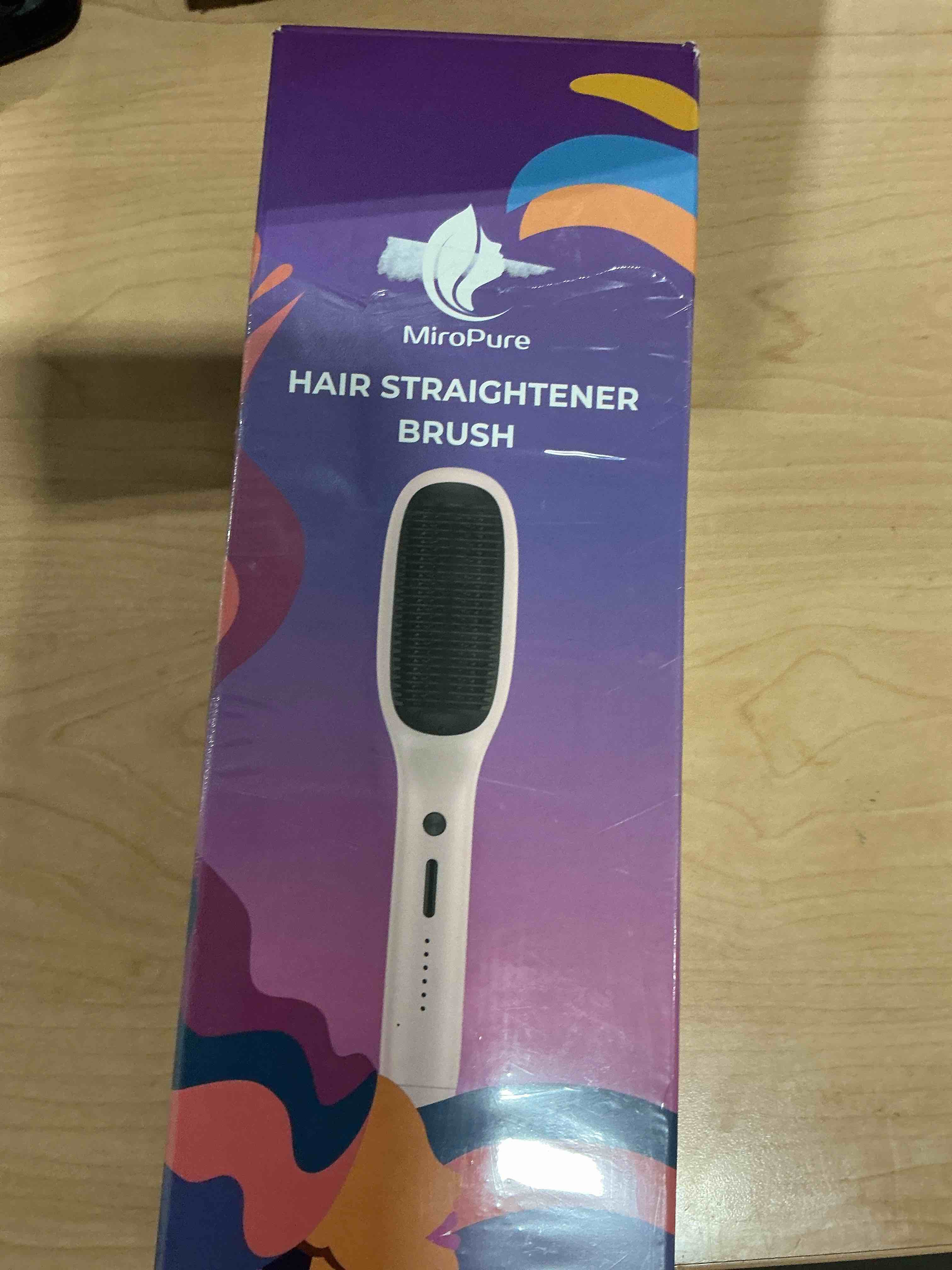 Condition photo showing New/Like New for MiroPure Hair Straightener Brush, 10.3 inches x 2.3 inches, Pink, Ceramic, Hair Straightening Comb with 5 Heat Settings, 30s Fast Heat-up, Dual Voltage, PTC Heating, Auto Shut-off, for Silky Hair