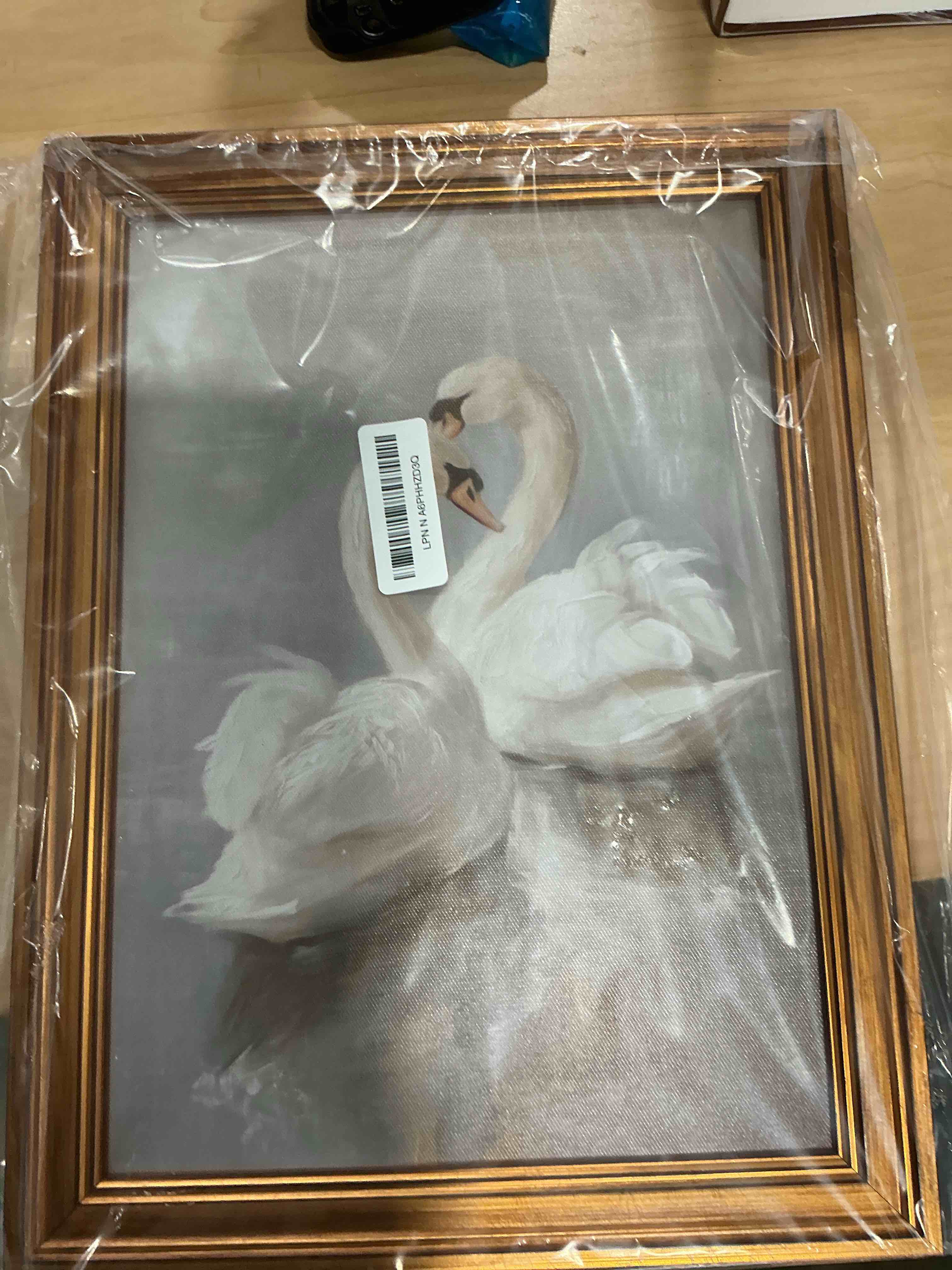 Condition photo showing New/Like New for Gold Framed Wall Art Vintage White Swan Canvas Art Farmhouse Animals Picture Wall Decor Antique Prints Rustic Paintings Country Artwork for Bedroom Bathroom Living Room 12x16 Inch Two geese Framed 12"x16"