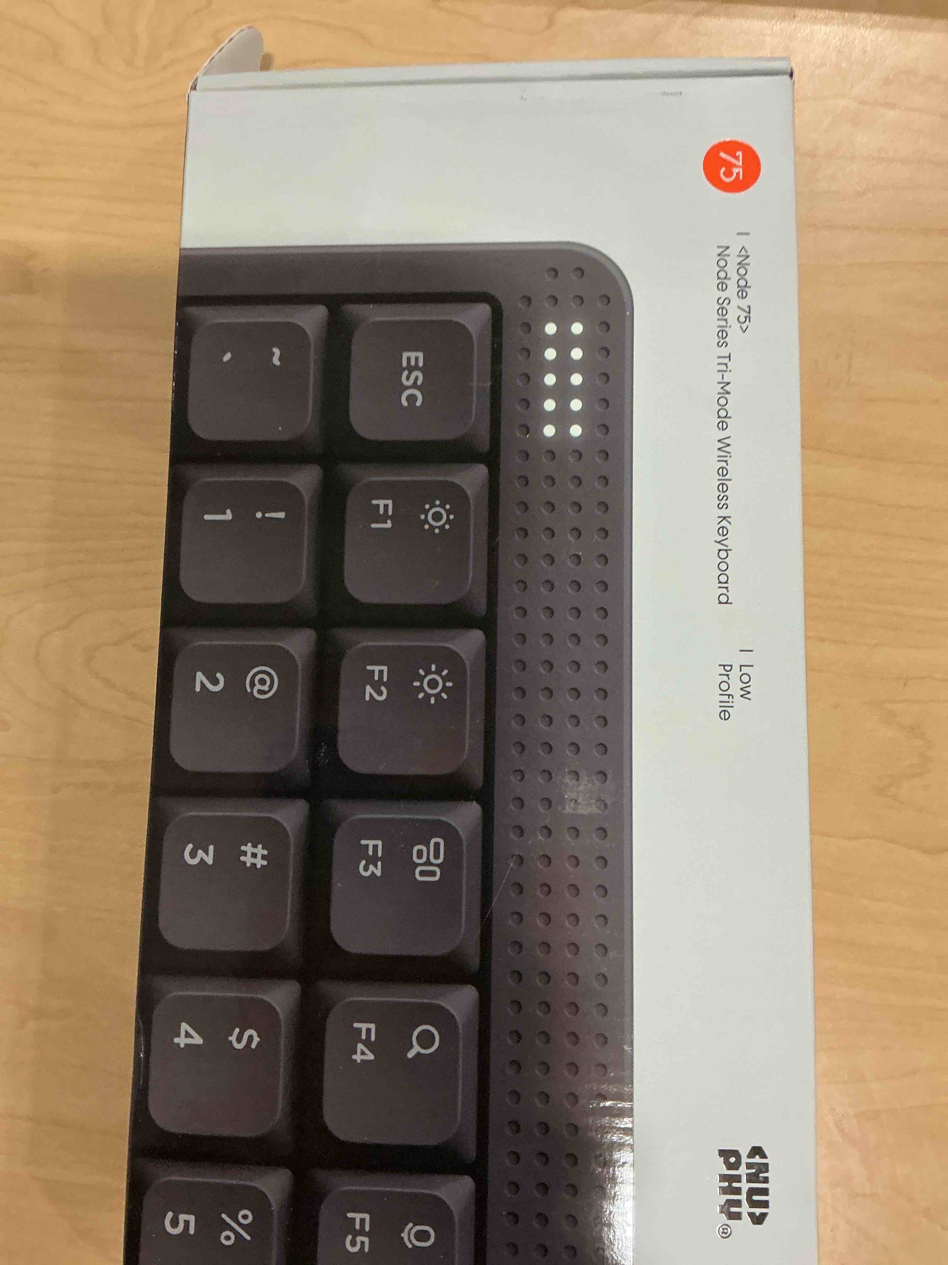 Condition photo showing New/Like New for nuphy Node75 Wireless Mechanical Keyboard, 75% Hot Swappable Custom Low Profile Keyboard, 84 Keys Computer Gaming Keyboards, Supports Touch Gestures, PBT Keycaps, RGB Backlit, Bluetooth/2.4GHz/USB-C Blush Nano Switch Gray Low Profile