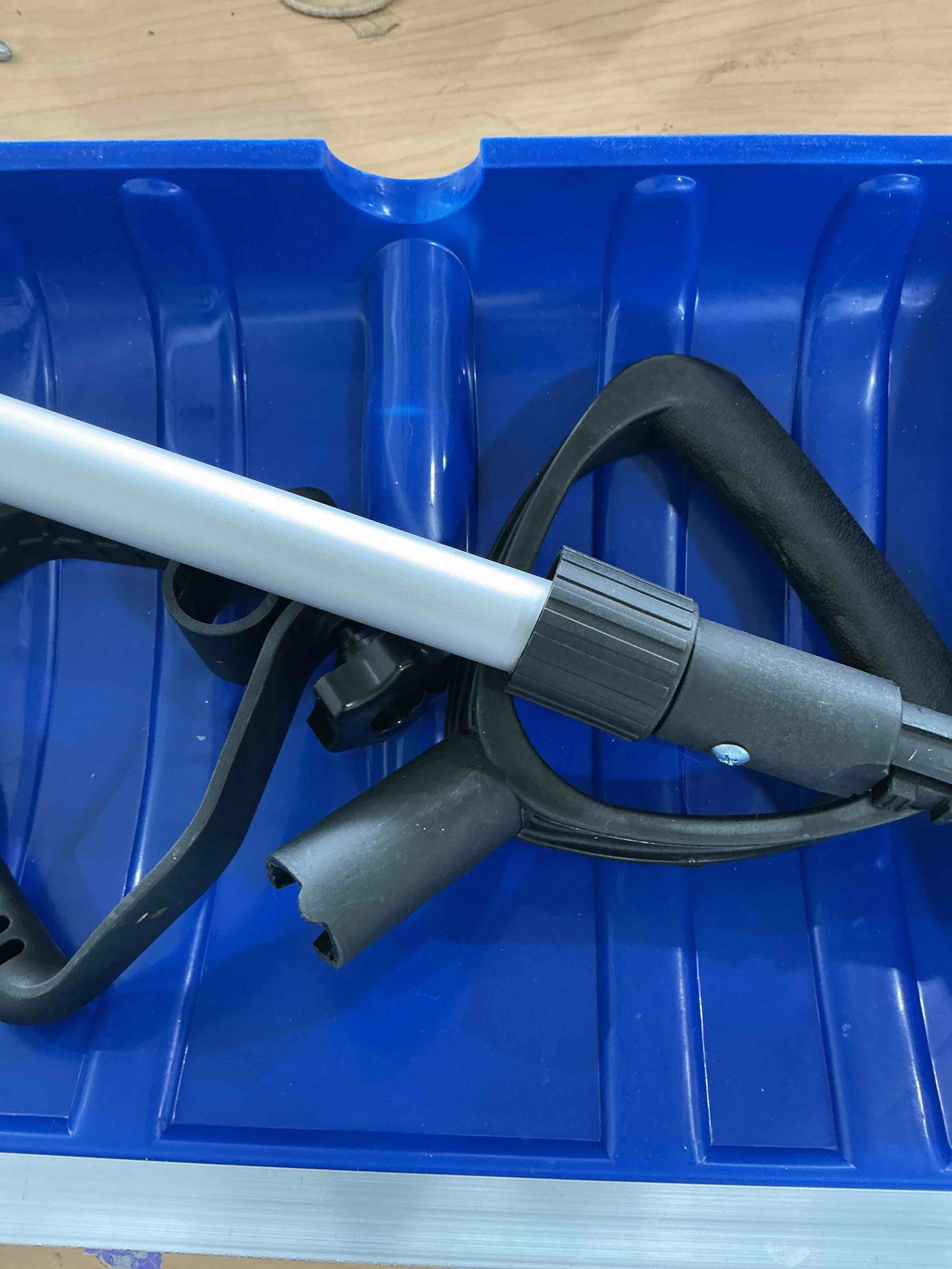 Condition photo showing As Is for Snow Shovel for Driveway, Winter Snow Removal with Plastic Double Handle, Ergonomic Lightweight Snow Shovel for Home Sidewalk Garden Car Garage Outdoor 48"