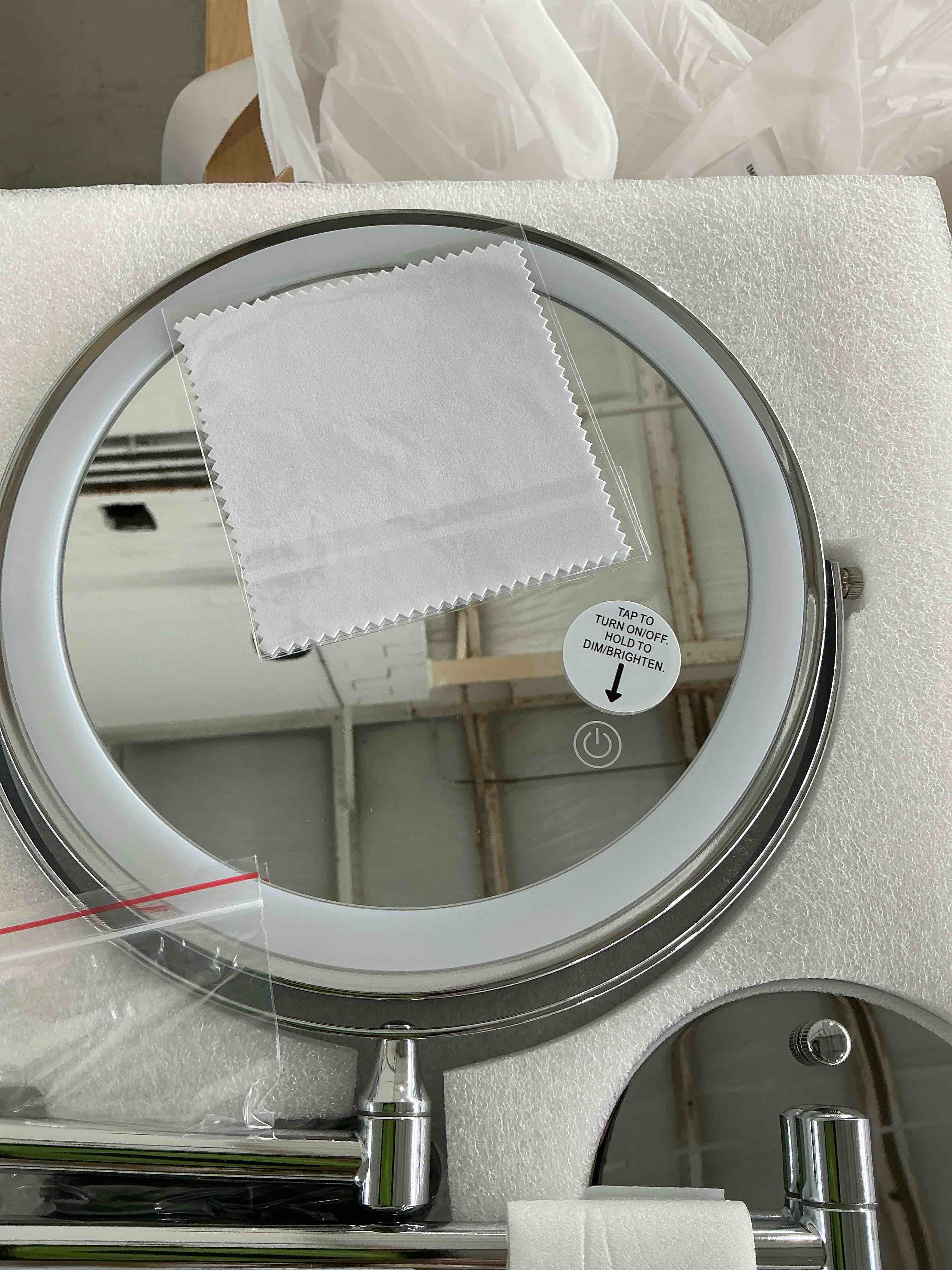 Condition photo showing New/Like New for FUNTOUCH 30X/1X Wall Mounted Lighted Makeup Mirror, 5000mAh Rechargeable 9" Double Sided Magnifying Bathroom Mirror, 3 Color Modes Touch Dimmable Extended Arm 360 Rotation with Adapter,Chrome Chrome-30x