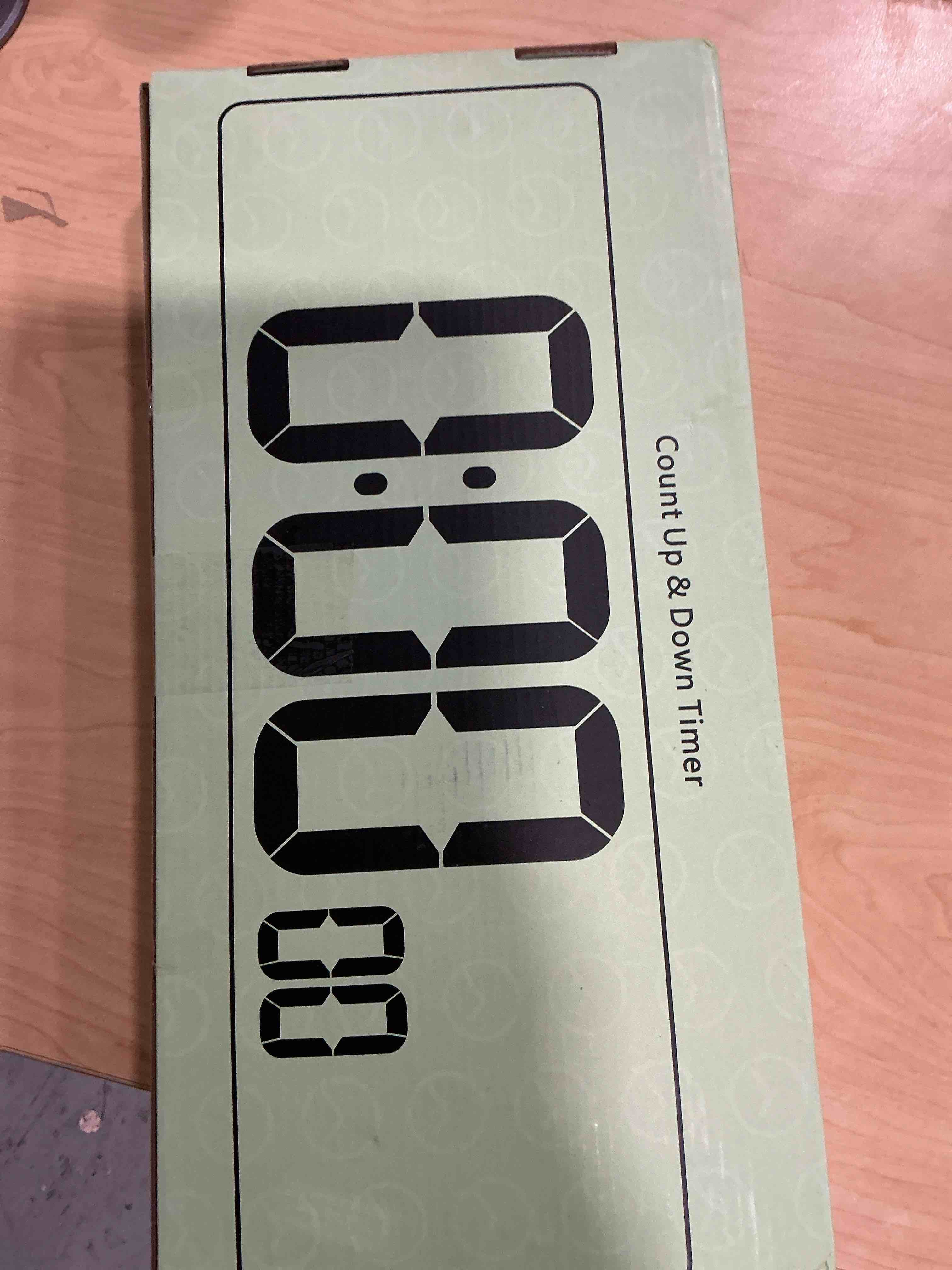 Condition photo showing New/Like New for Large Digital Wall Clock with Remote Control 17.2" LED Large Display Timer with Temperature Date Week Auto DST Adjustable Brightness, Big Wall Alarm Clock for Living Room Office Garage Gym Seniors 17.2in Red