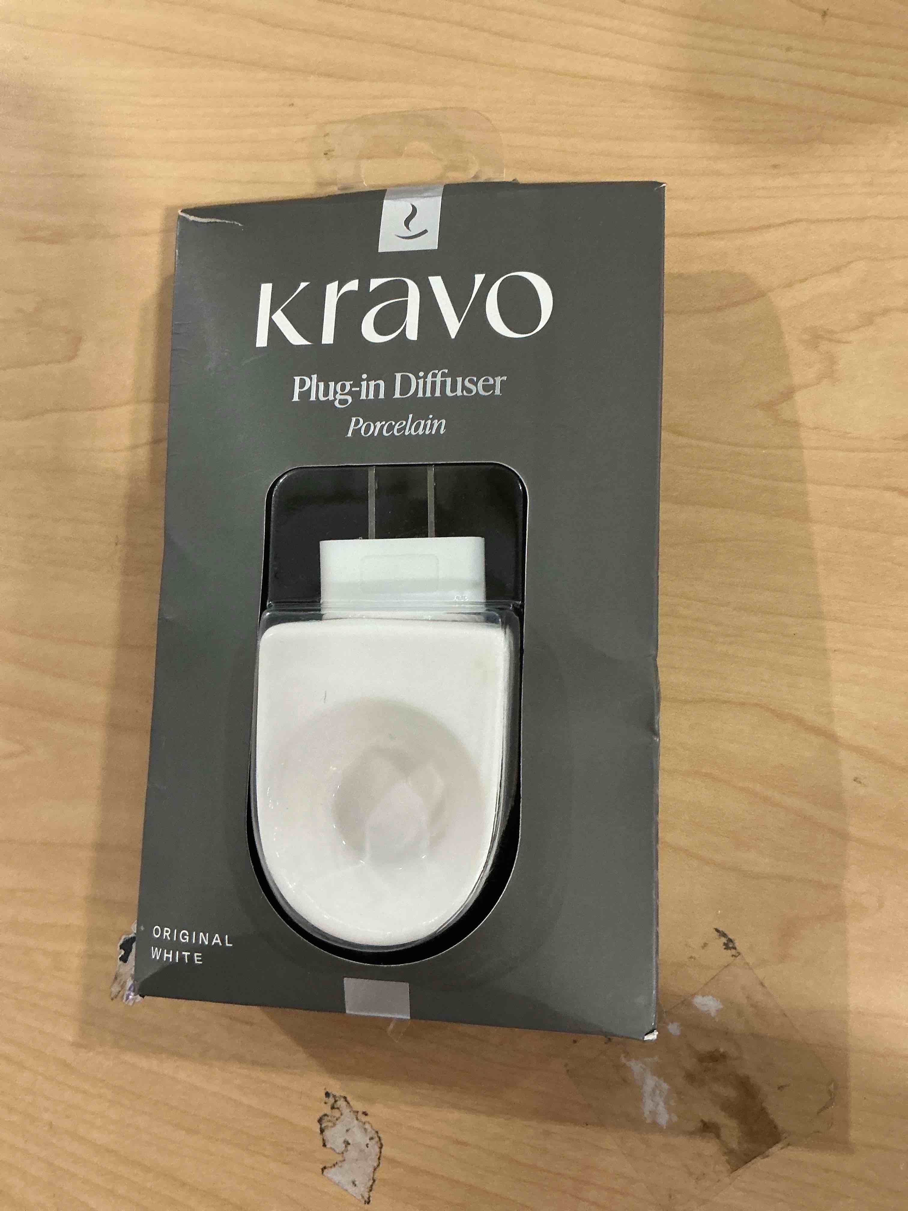 Condition photo showing New/Like New for Kravo Essential Oil Porcelain Diffuser – Original White | Electric Plug-in Aroma Diffuser with Adjustable | Fragrance Oil Scent Diffuser for Home, Bedroom, Office