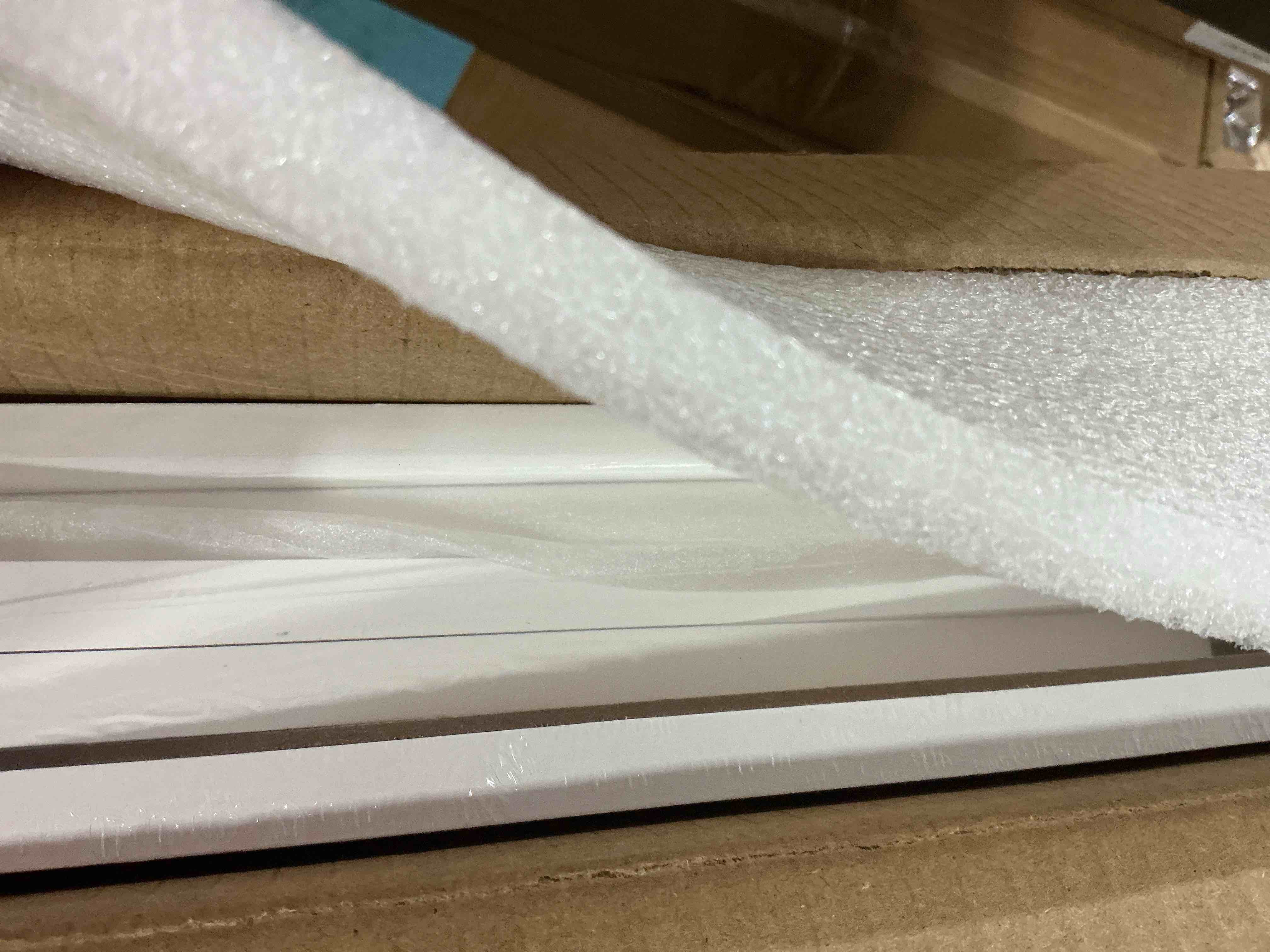 Condition photo showing New/Like New for Large Farmhouse Bread Box with Window -White Natural Wood Bread Storage Container for Kitchen Countertop