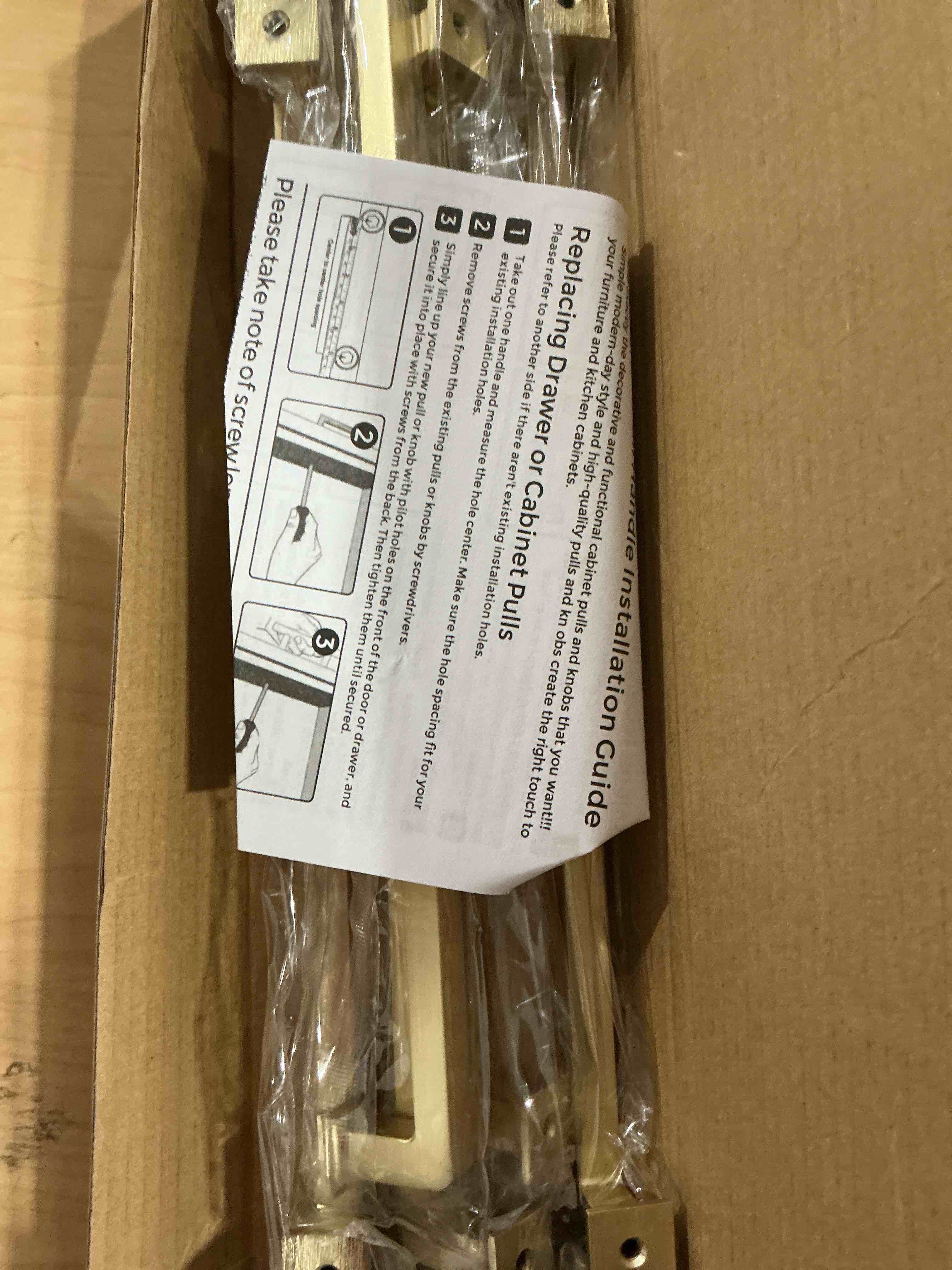 Condition photo showing New/Like New for 5 Pack 10 Inch Brushed Brass Cabinet Handles Solid Zinc Alloy Pulls for Kitchen Cupboard & Drawer Hardware 10 inches Hole Center Brushed Brass 5