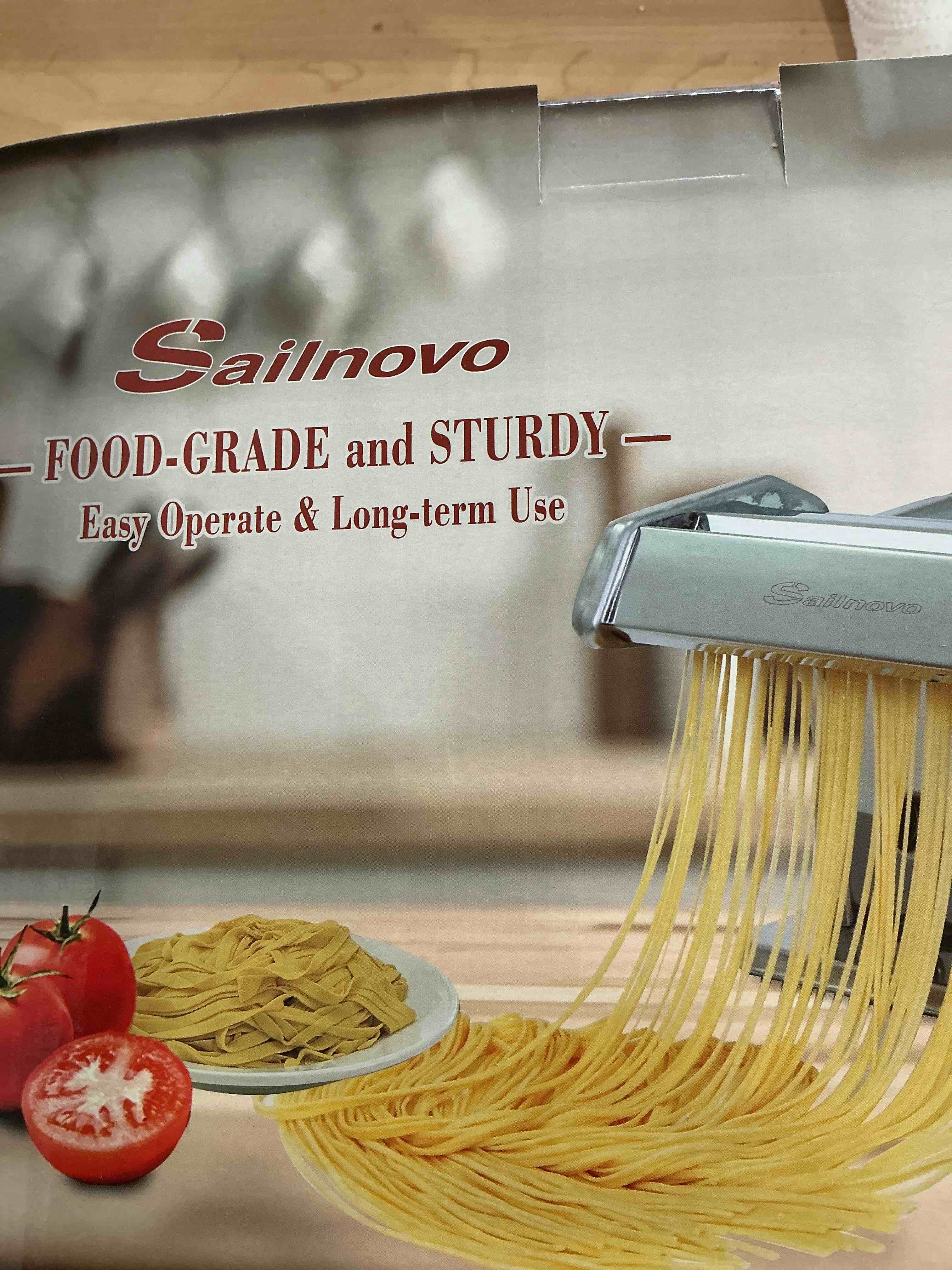 Condition photo showing New/Like New for Sailnovo Pasta Maker Machine, 180 Roller Pasta Maker, 9 Adjustable Thickness Settings 2-in-1 Noodles Maker with Rollers and Cutter, Perfect for Spaghetti, Fettuccini, Lasagna or Dumpling Skin Silver