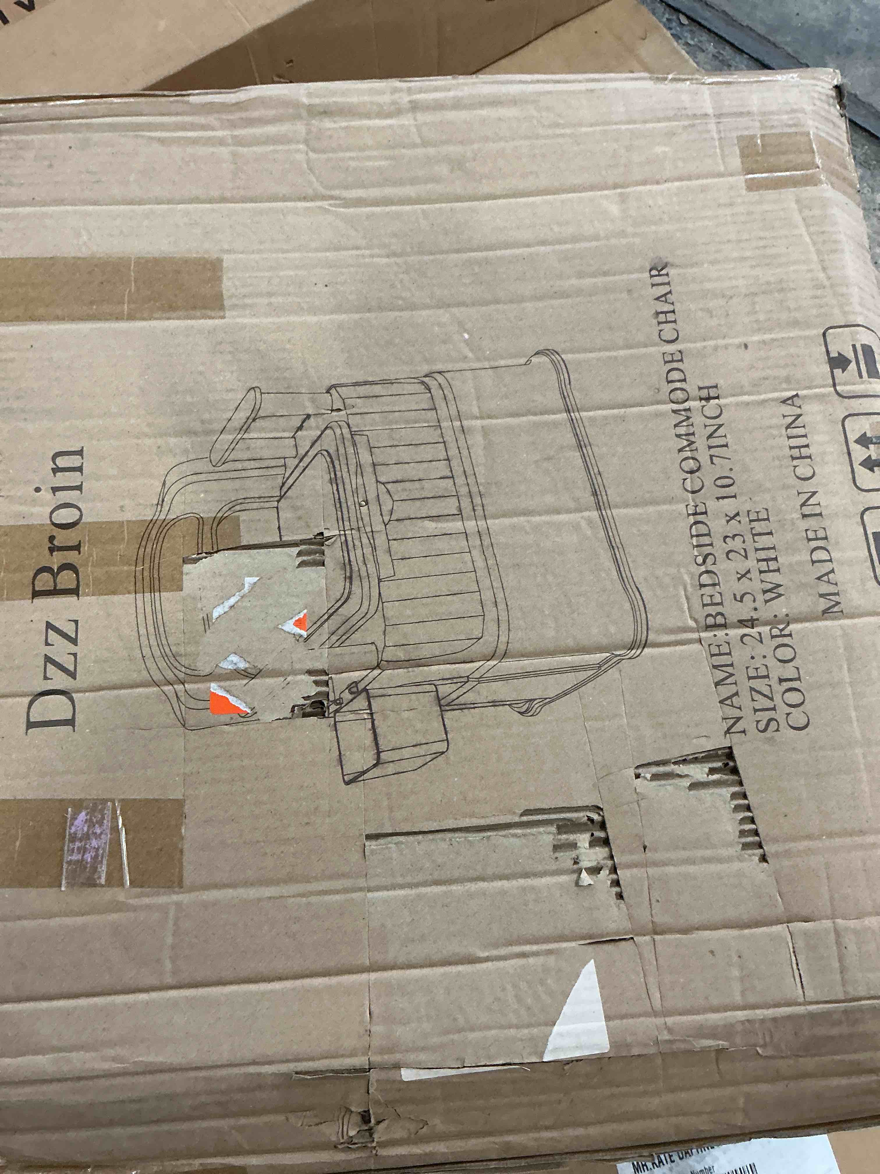 Condition photo showing As Is for Bedside Commode, Portable Toilet for Adults, Commode Chair for Toilet with Arms, Height Adjustable, 2 Toilets and Induction Night Light, Potty Chair for Elderly and Disabled White & Green