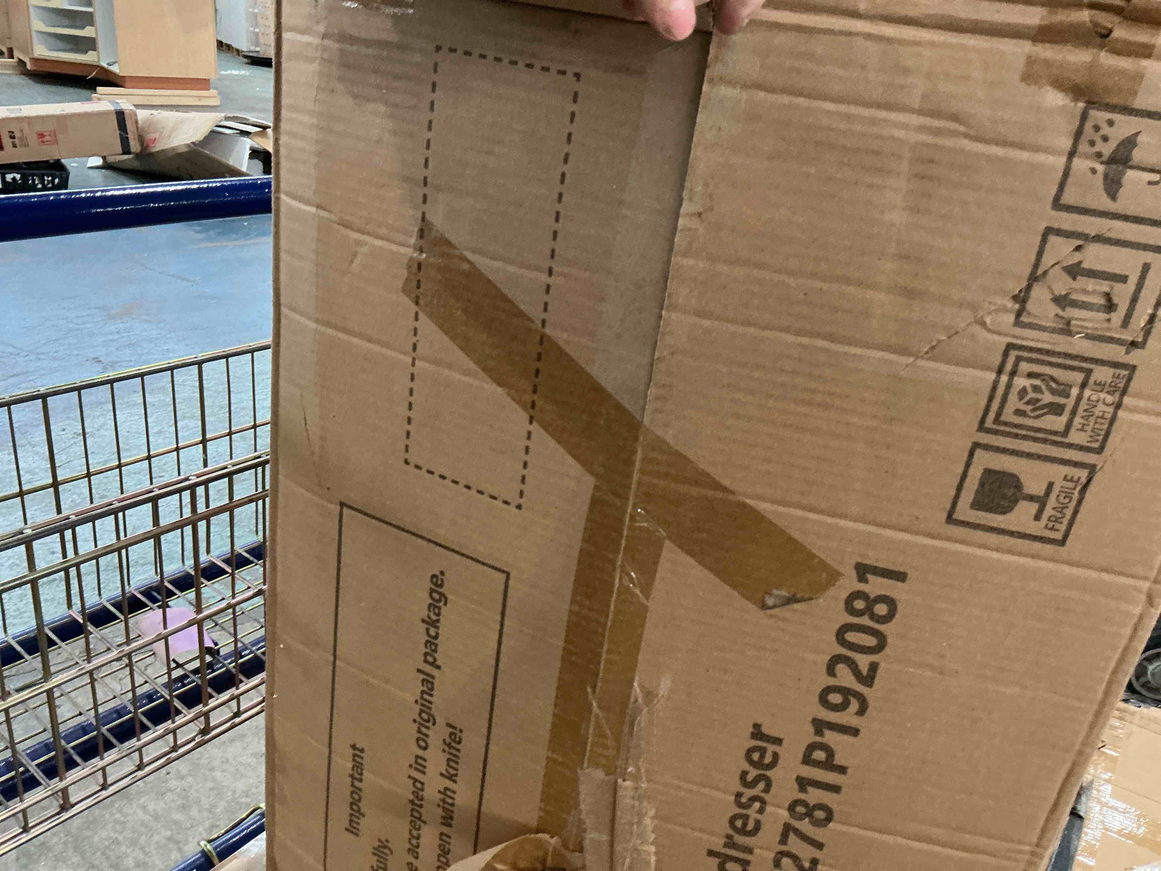 Condition photo showing As Is for mystery dresser teal blue