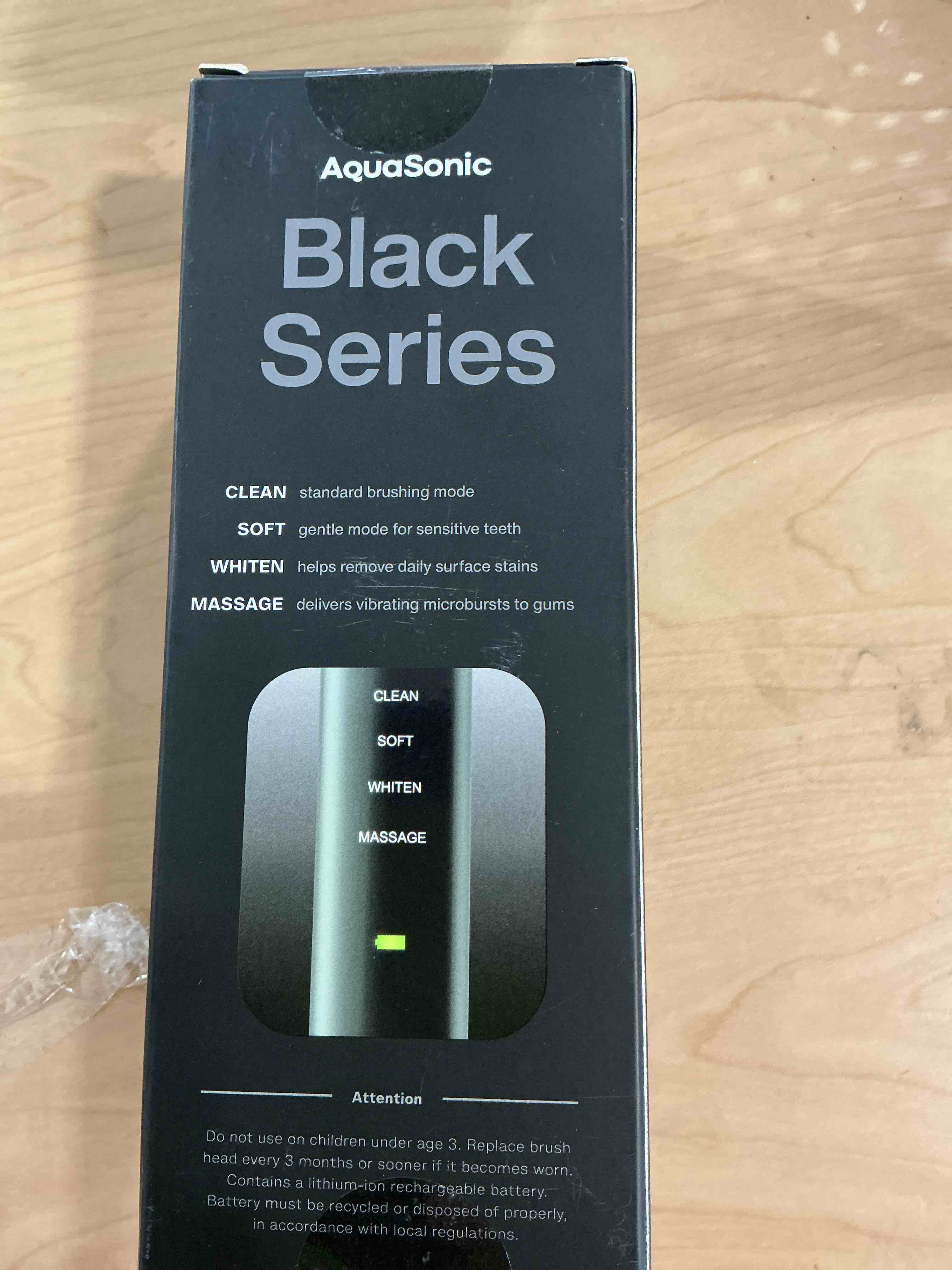 Condition photo showing New/Like New for Aquasonic Black Series Ultra Whitening Toothbrush – ADA Accepted Electric Toothbrush- 8 Brush Heads & Travel Case – 40,000 VPM Electric Motor & Wireless Charging - 4 Modes w Smart Timer 1 Count (Pack of 1)